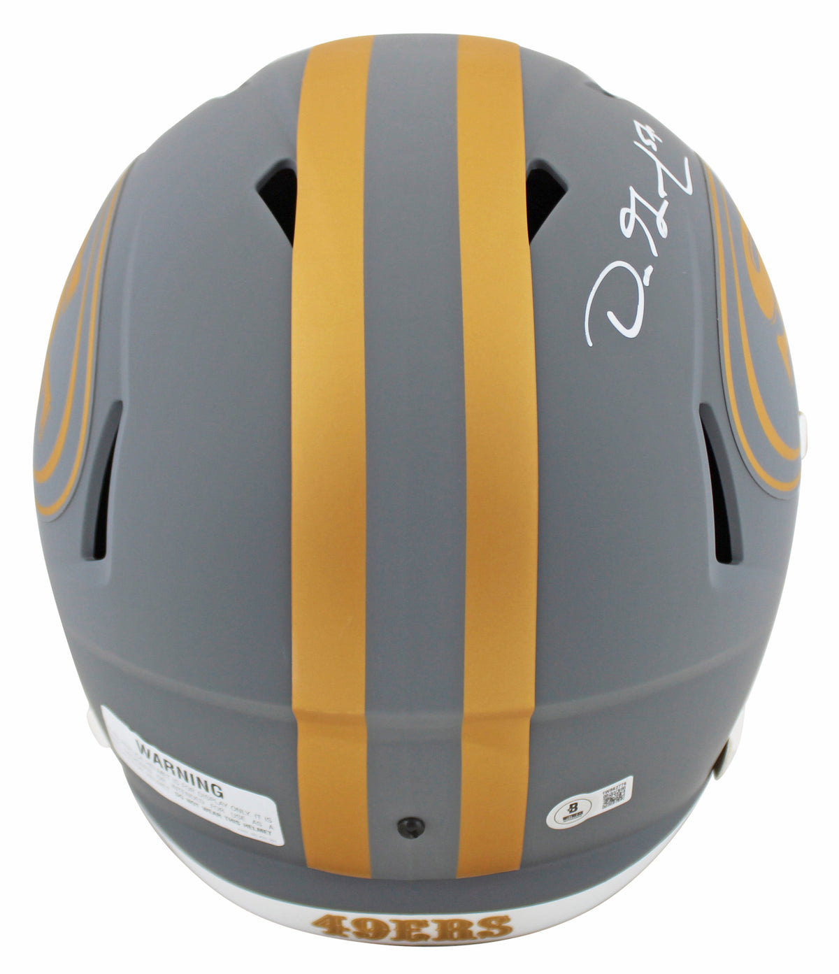 49ers Dre Greenlaw Signed Slate Full Size Speed Rep Helmet W/ Case BAS Witnessed