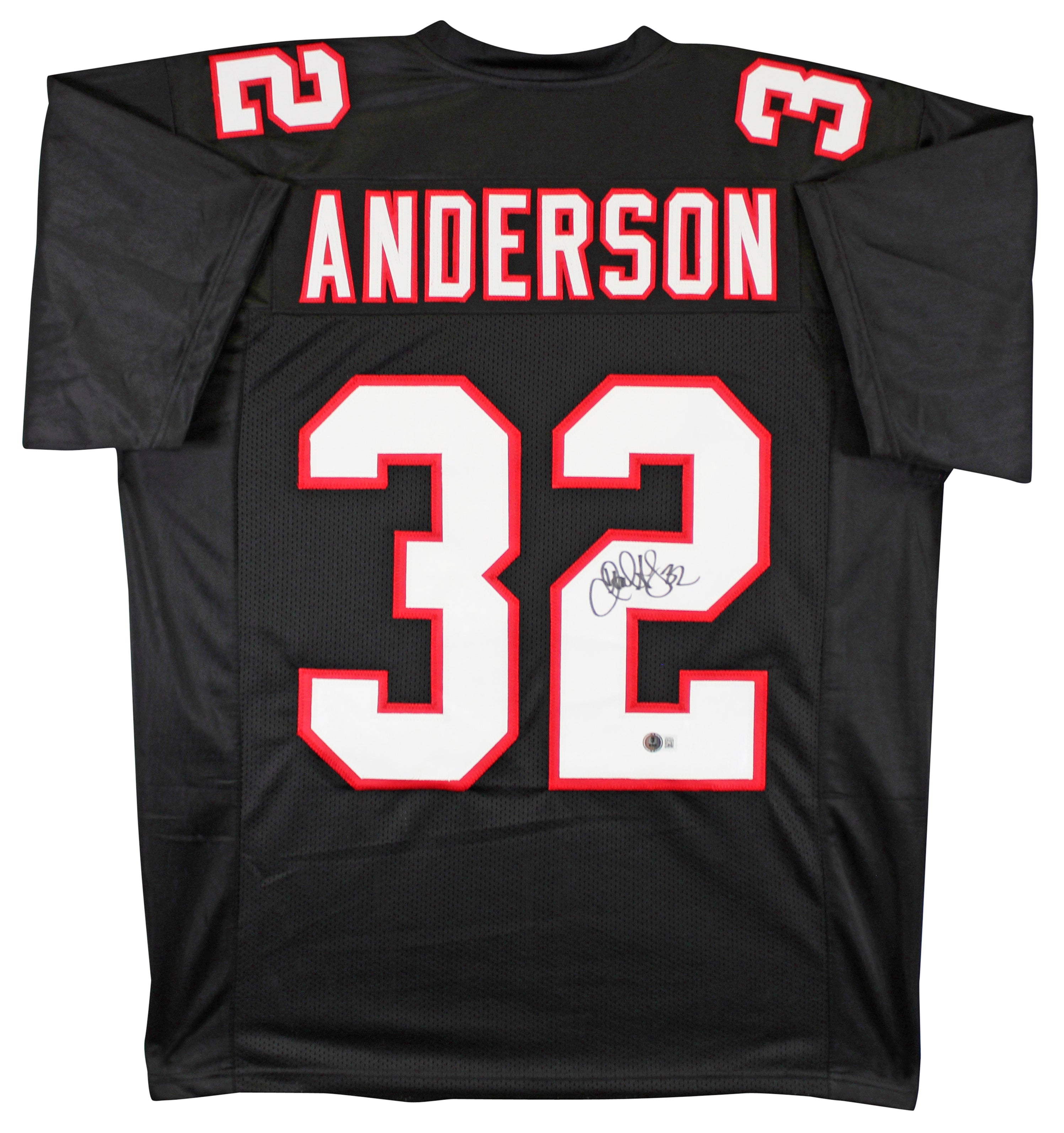 Jamal Anderson Authentic Signed Black Pro Style Jersey Autographed BAS Witnessed
