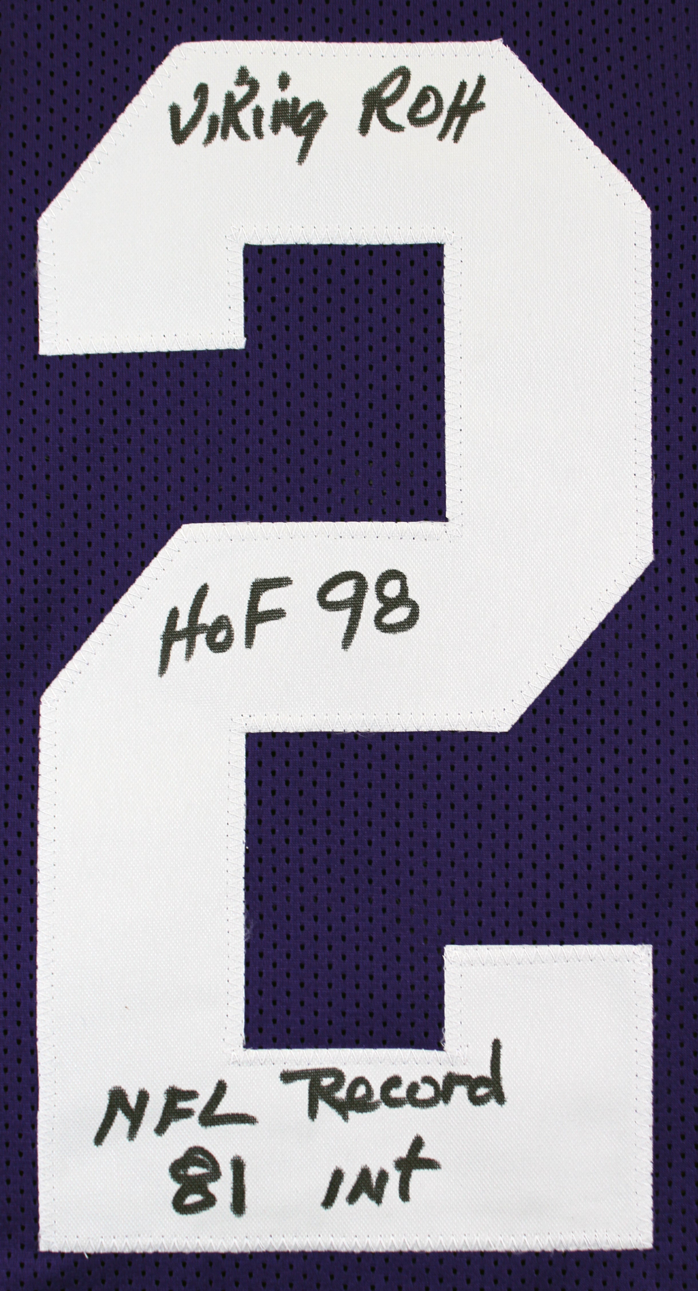 Paul Krause "Stat" Authentic Signed Purple Pro Style Jersey BAS Witnessed 4