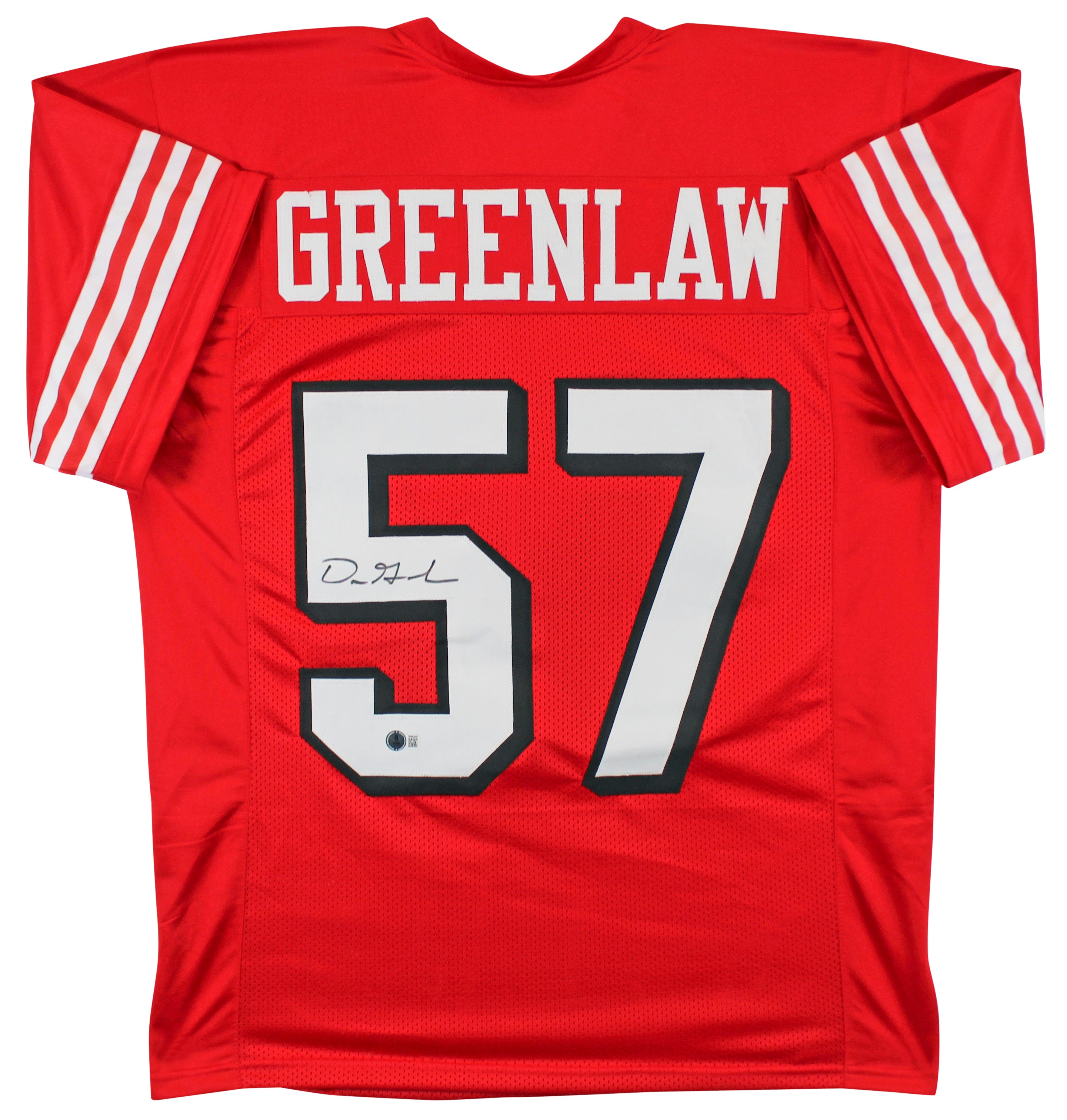 Dre Greenlaw Authentic Signed Red Pro Style Jersey w/ Dropshadow BAS Witnessed