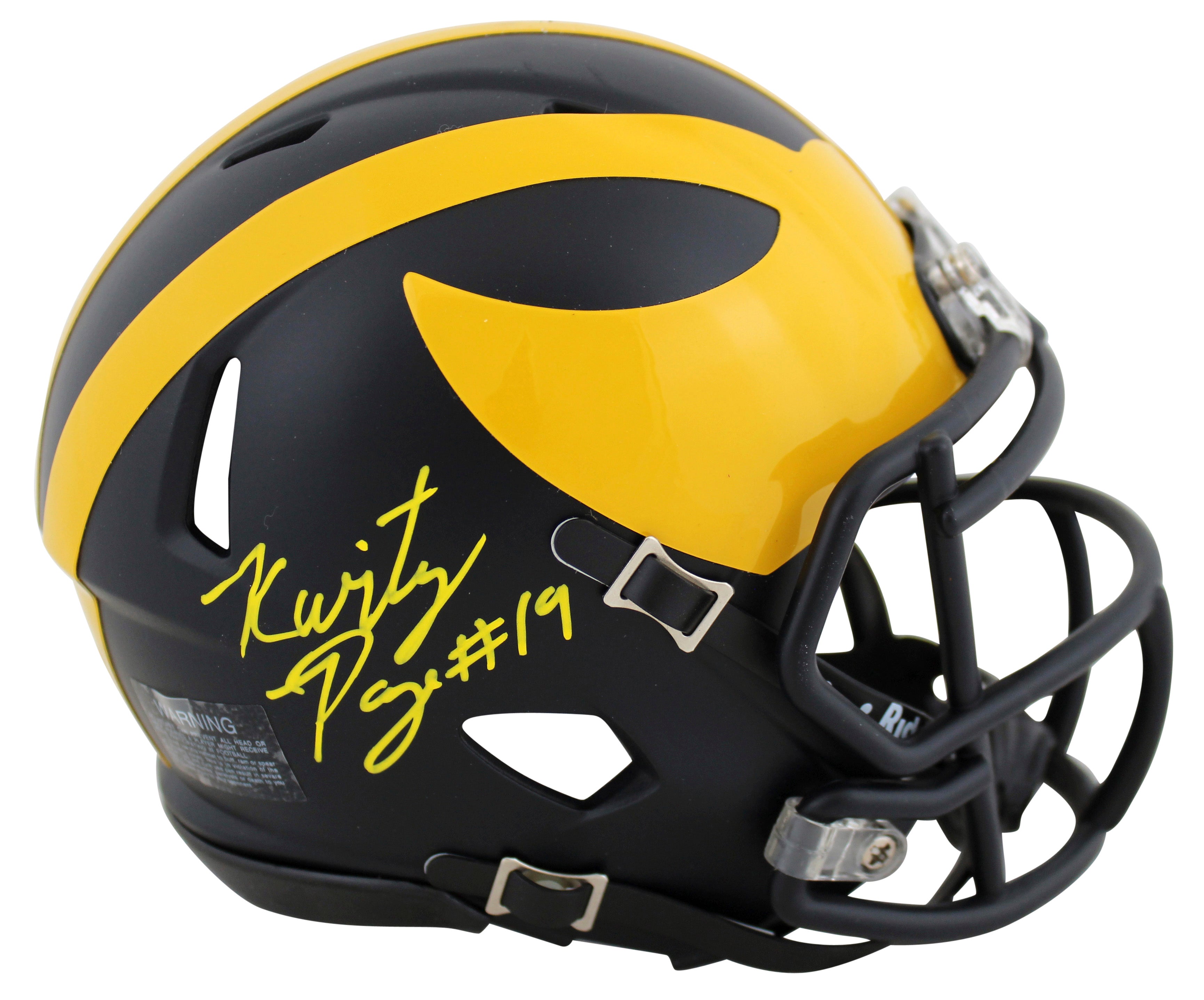Michigan Kwity Paye Authentic Signed Speed Mini Helmet Autographed BAS Witnessed