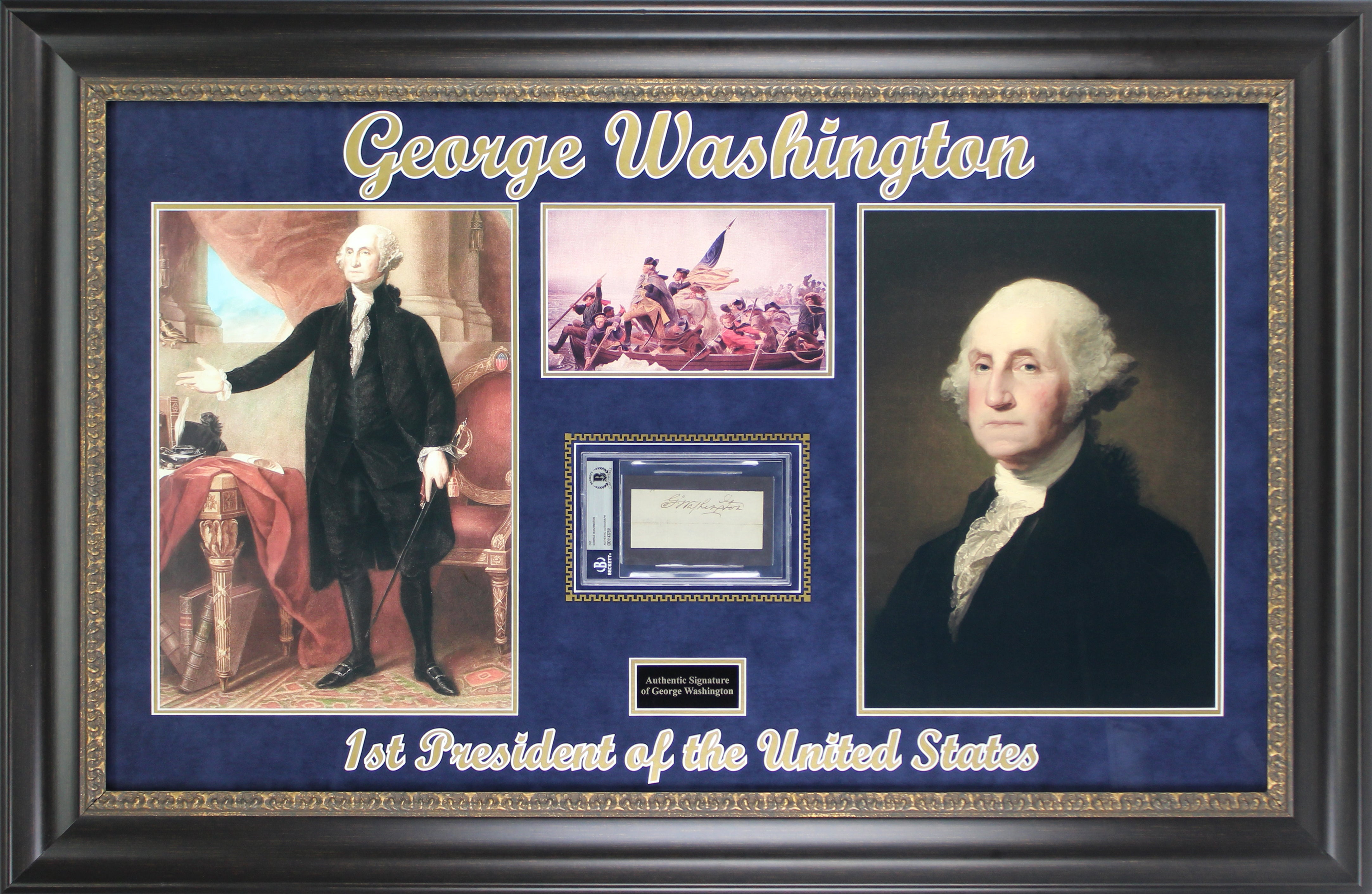 George Washington Authentic Signed & Framed 2x4.5 Cut Signature Autographed BAS