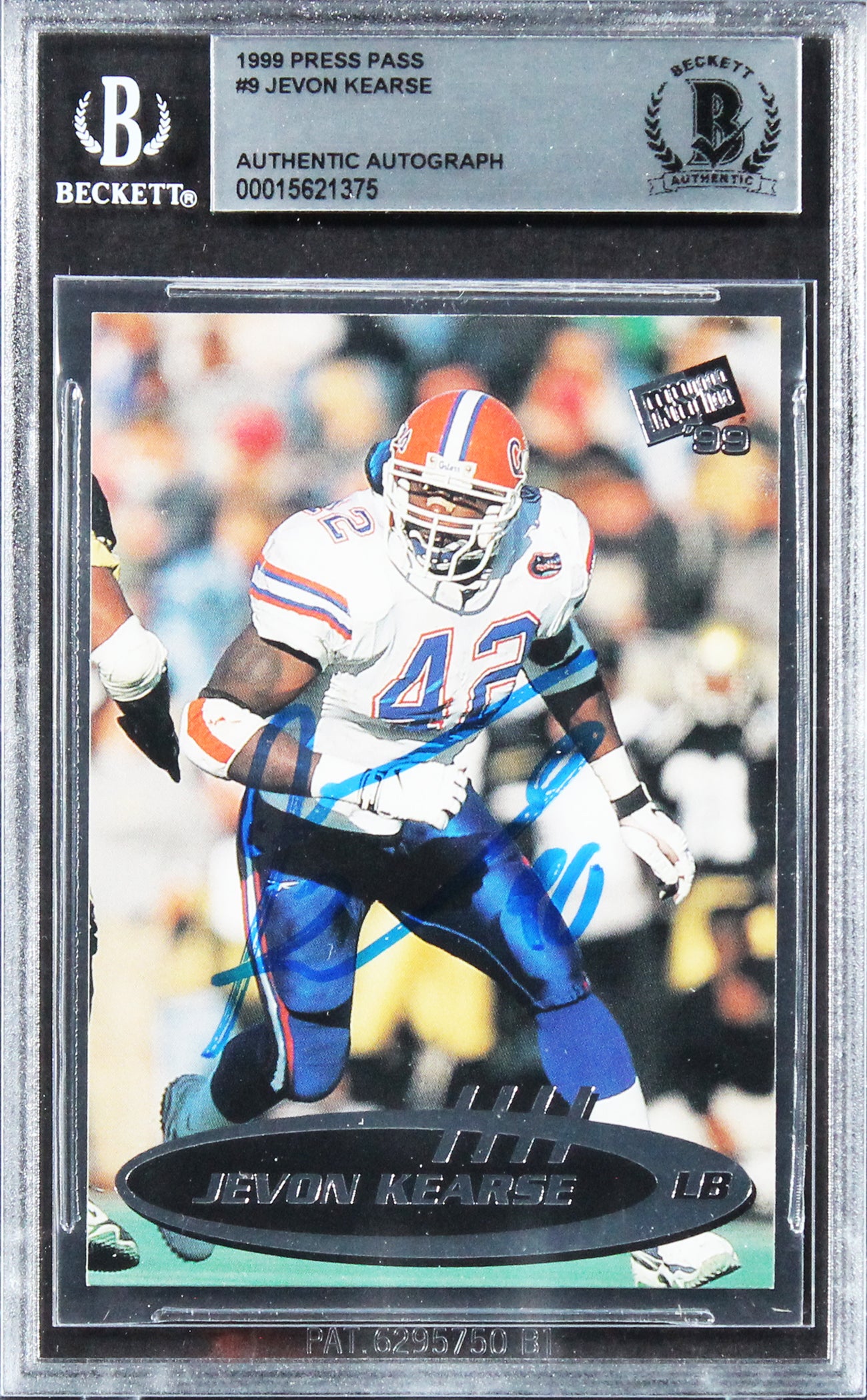 Titans Jevon Kearse Authentic Signed 1999 Press Pass #9 Card BAS Slabbed