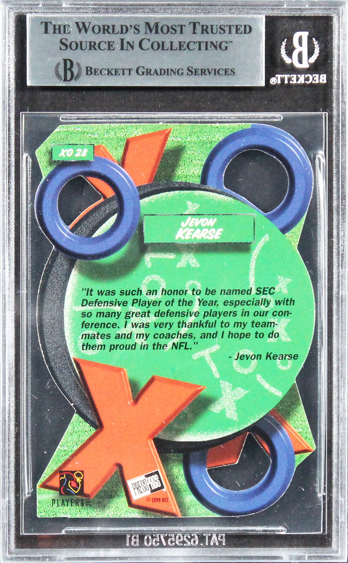 Titans Jevon Kearse Signed 1999 Press Pass X's & O's #XO28 Rookie Card BAS Slab