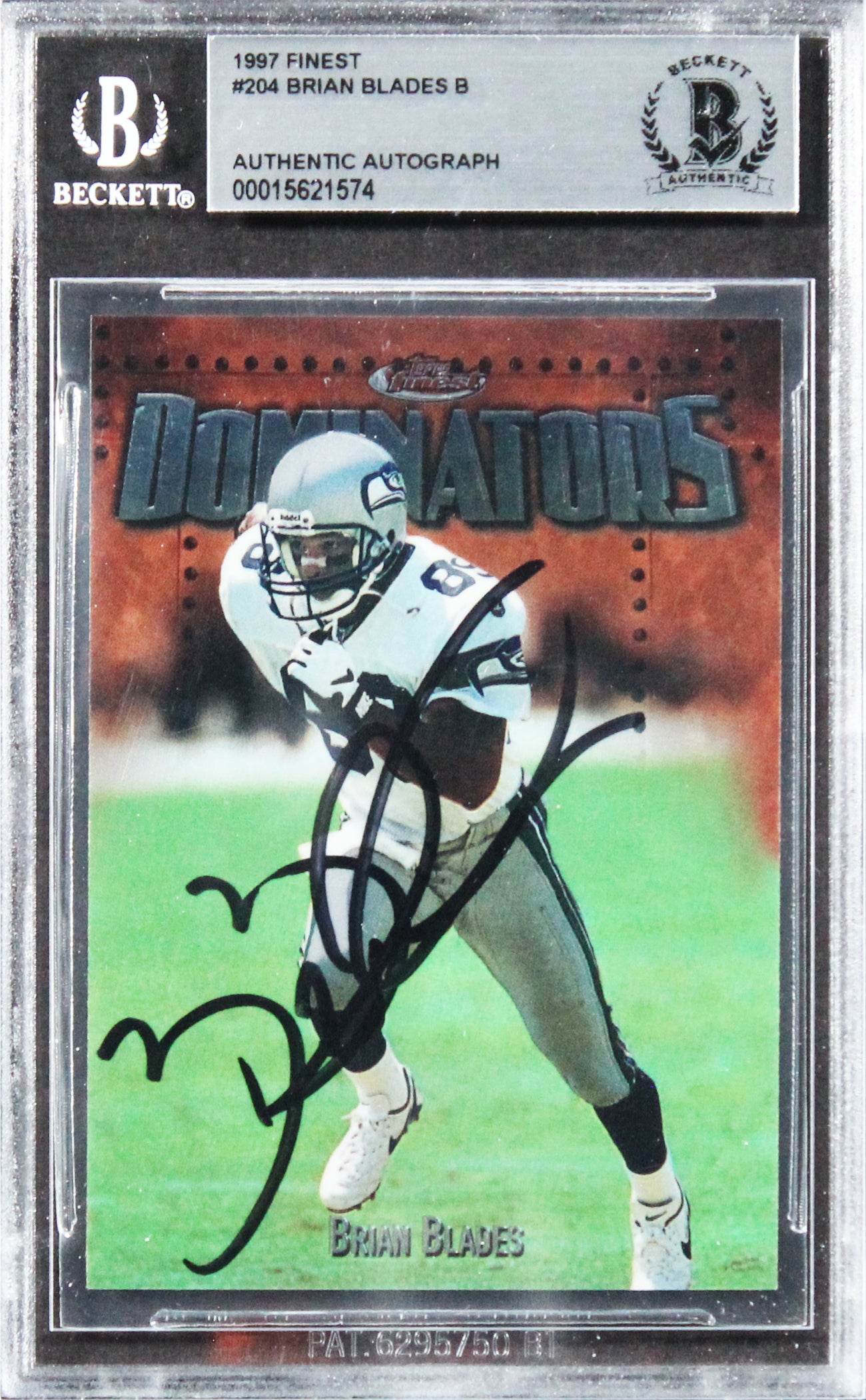 Seahawks Brian Blades Authentic Signed 1997 Finest #204 Card BAS Slabbed