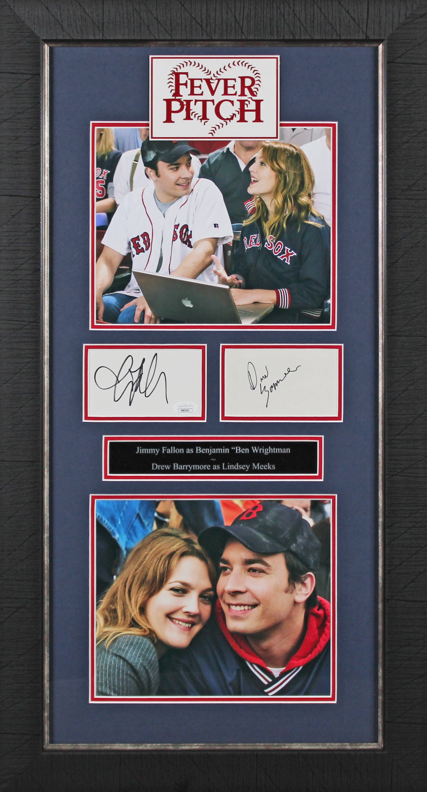 Drew Barrymore & Jimmy Fallon Fever Pitch Signed Framed Display BAS #AD64130