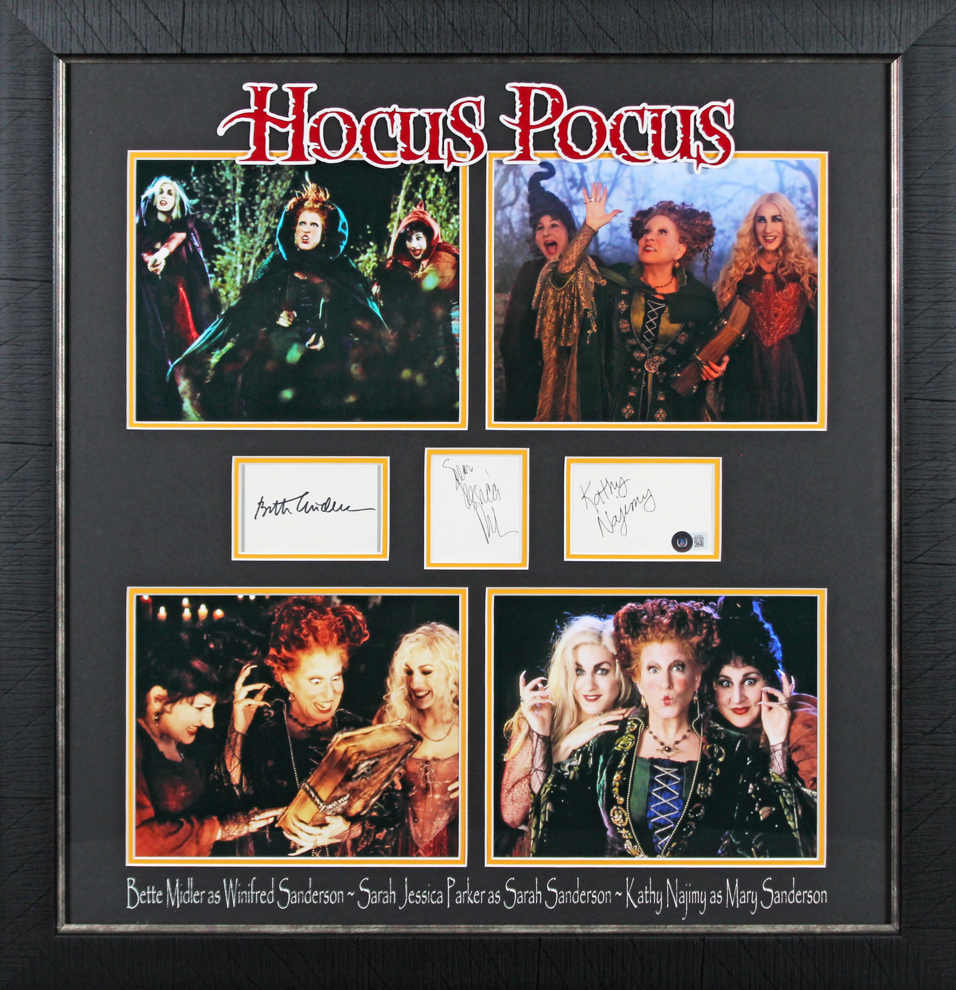 Hocus Pocus (3) Parker, Midler & Najimy Signed Framed Display BAS #BL96294