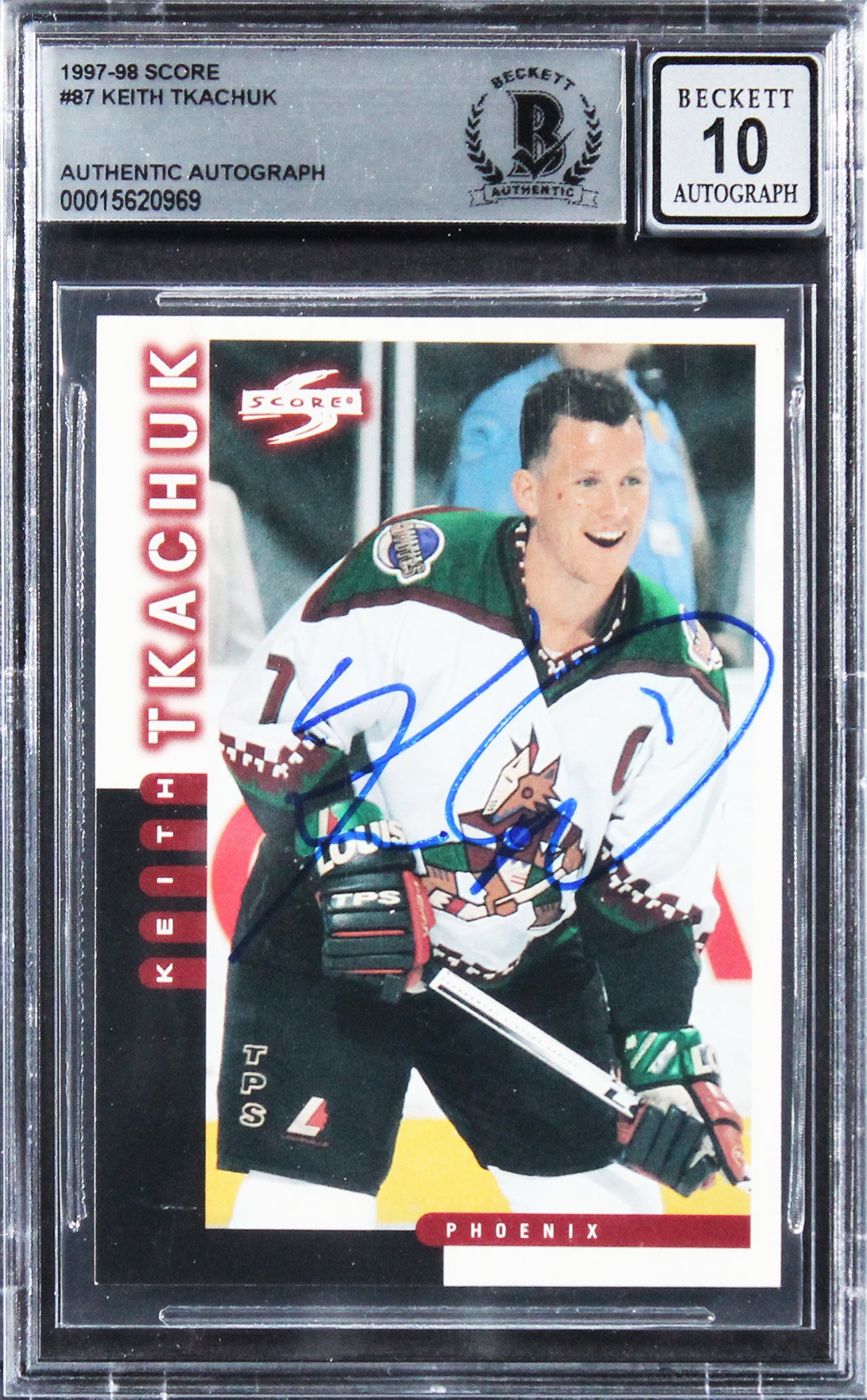Coyotes Keith Tkachuk Authentic Signed 1997 Score #87 Card Auto 10! BAS Slabbed