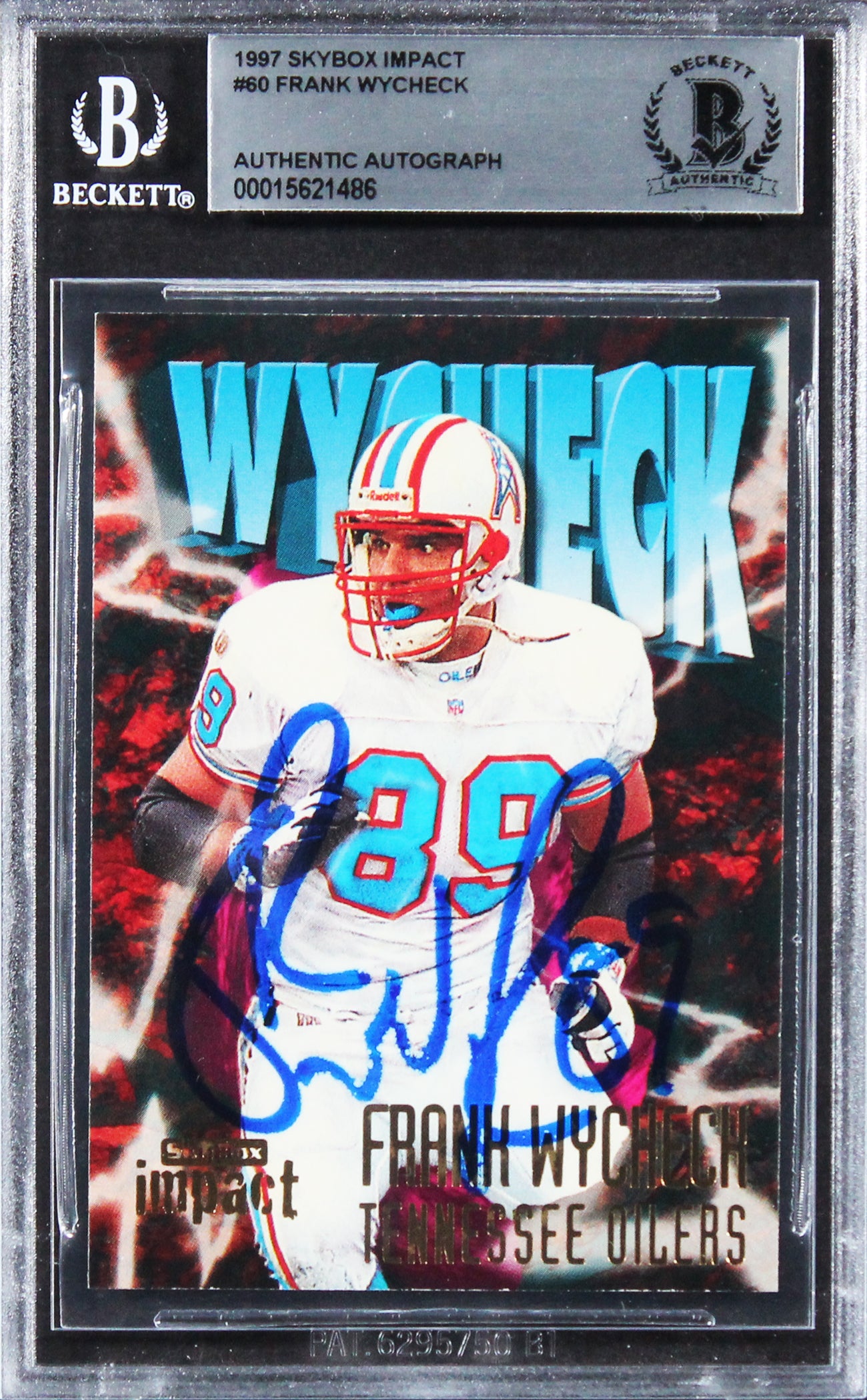 Oilers Frank Wycheck Authentic Signed 1997 Skybox Impact #60 Card BAS Slabbed