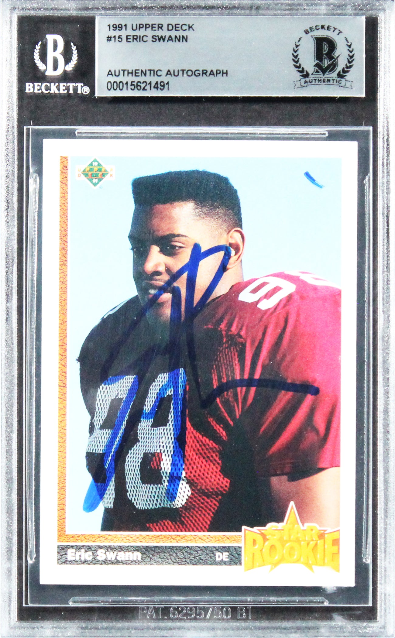Cardinals Eric Swann Authentic Signed 1991 Upper Deck #15 Rookie Card BAS Slab