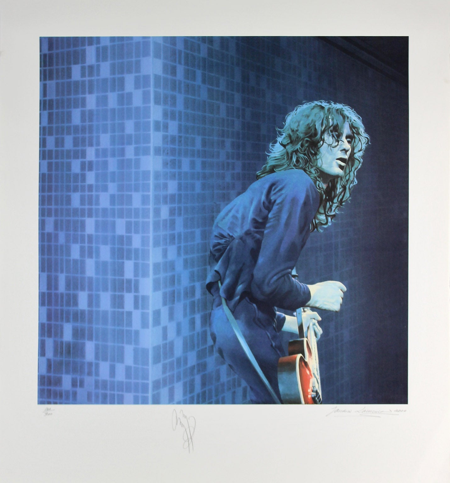 Jimmy Page Led Zeppelin Signed 30x33 LE Artist Print Litho #/300 BAS #A68029