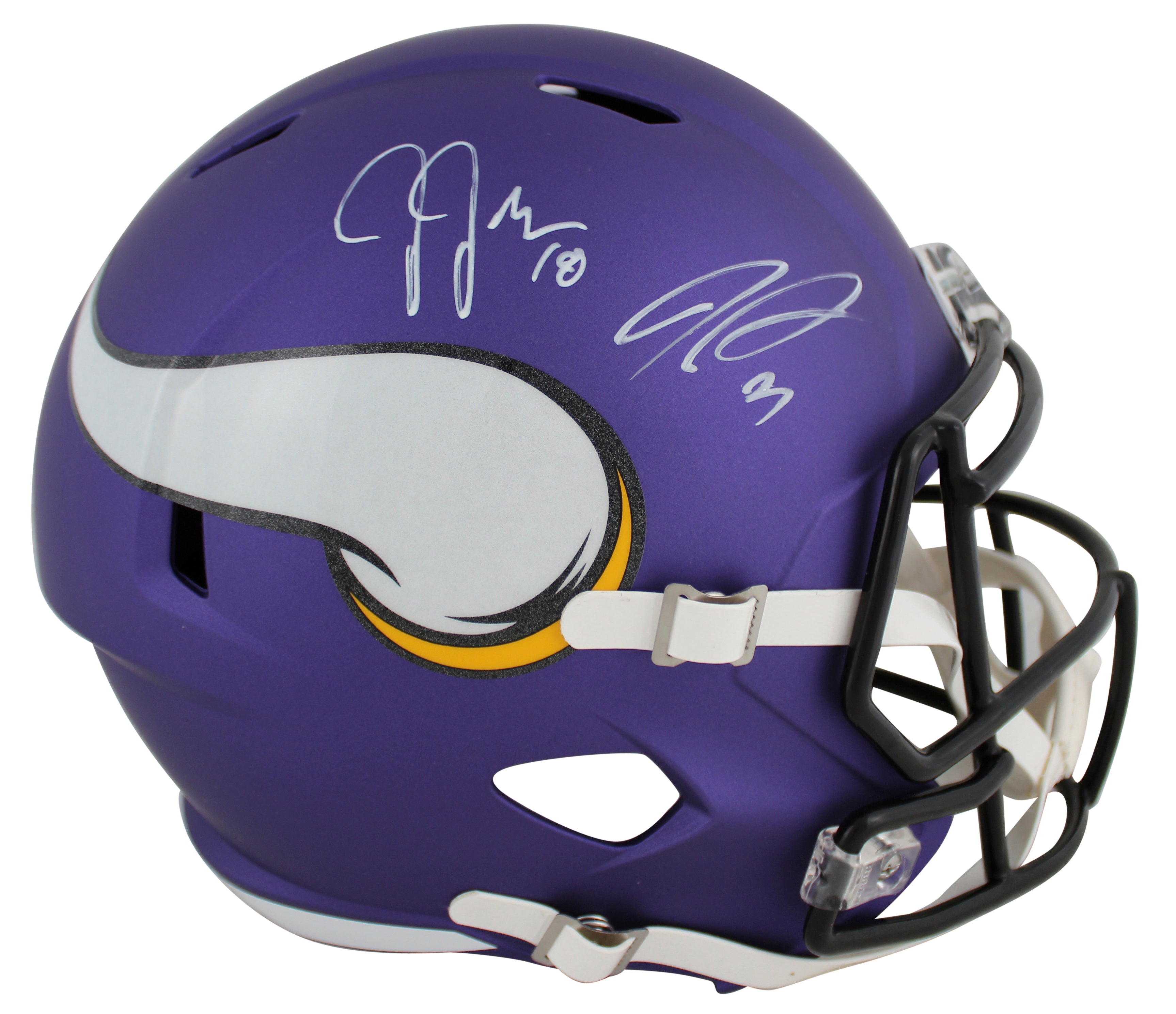 Vikings Justin Jefferson & Jordan Addison Signed F/S Speed Rep Helmet BAS Wit