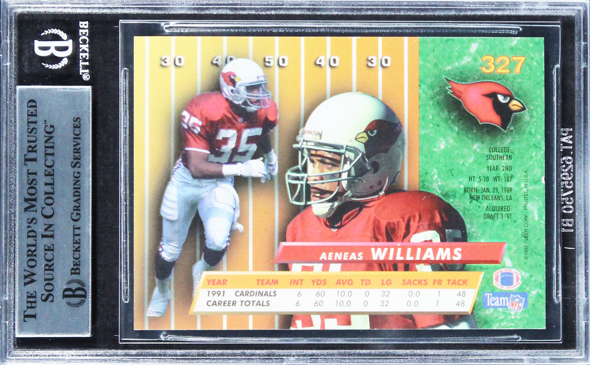 Cardinals Aeneas Williams Authentic Signed 1992 Ultra #327 Card BAS Slabbed