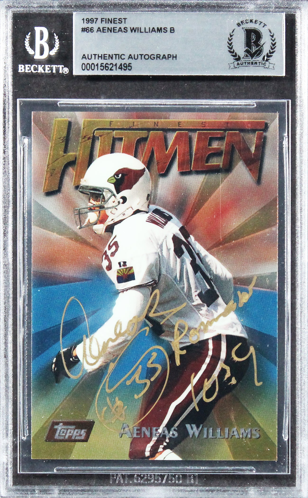 Cardinals Aeneas Williams Authentic Signed 1997 Finest #66 Card BAS Slabbed