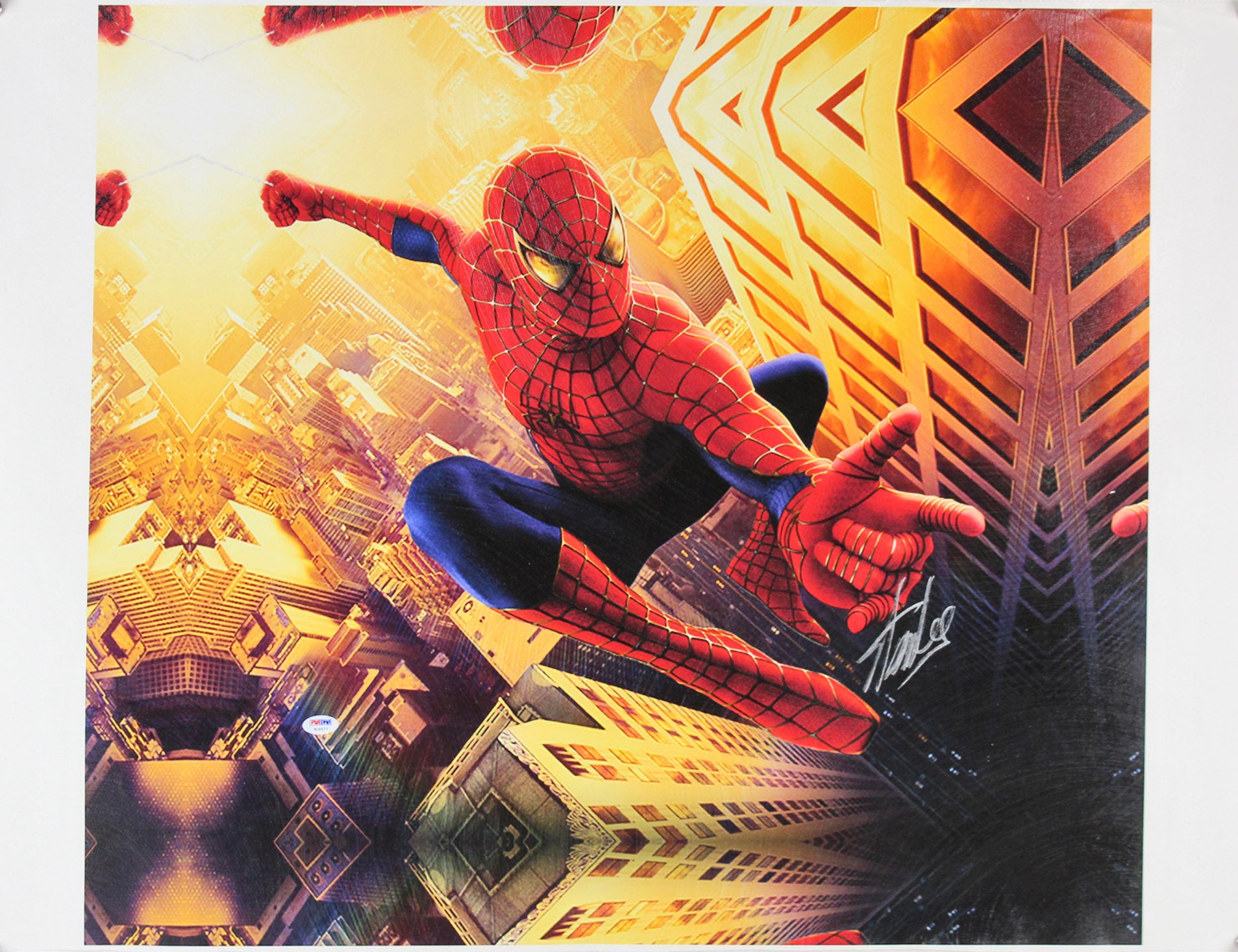 Stan Lee Marvel Authentic Signed 20x24 Spider-Man Canvas Autographed PSA/DNA