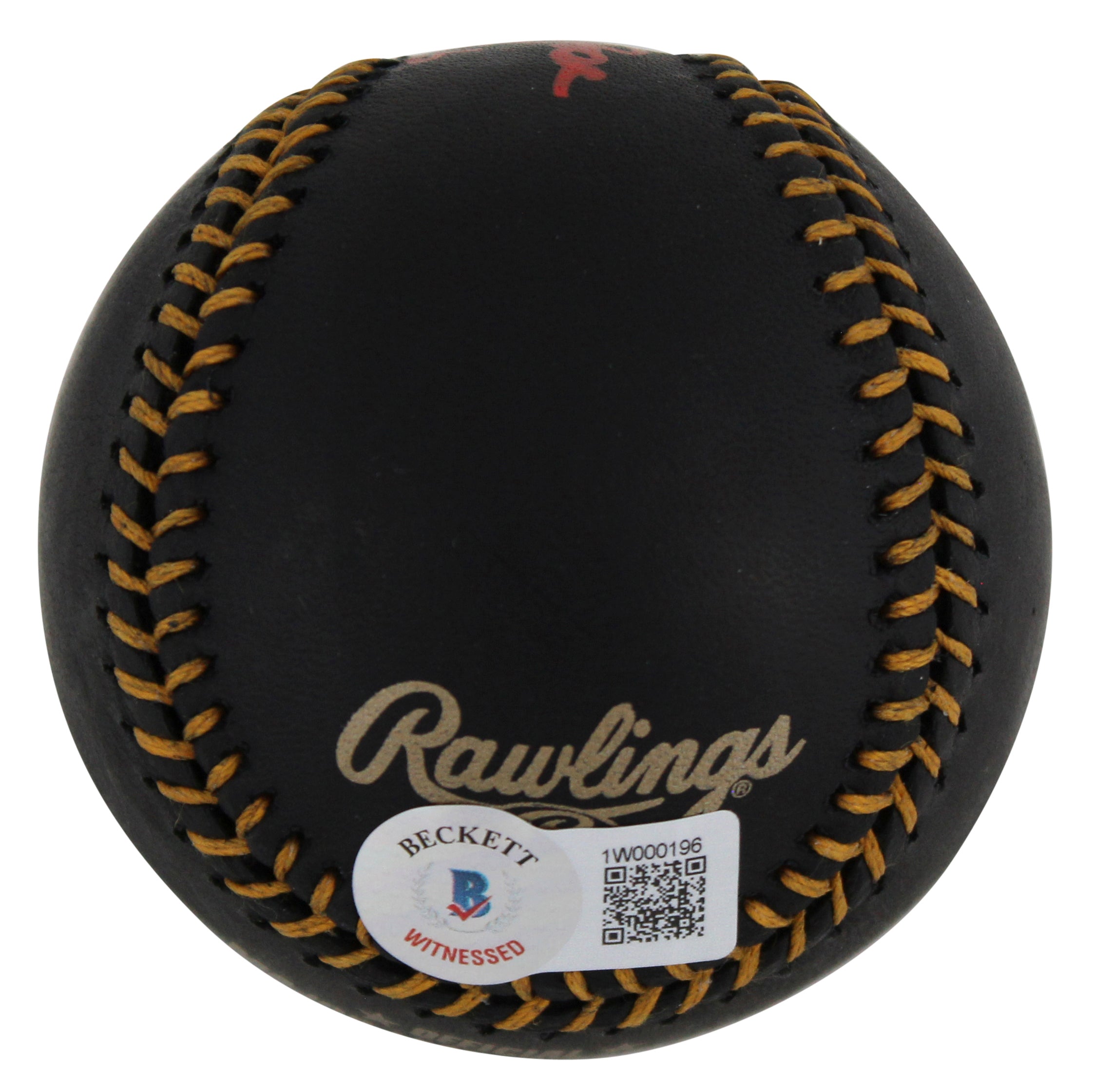 Reds Pete Rose "4256" Authentic Signed Black Oml Baseball w/ Red Sig BAS Witness
