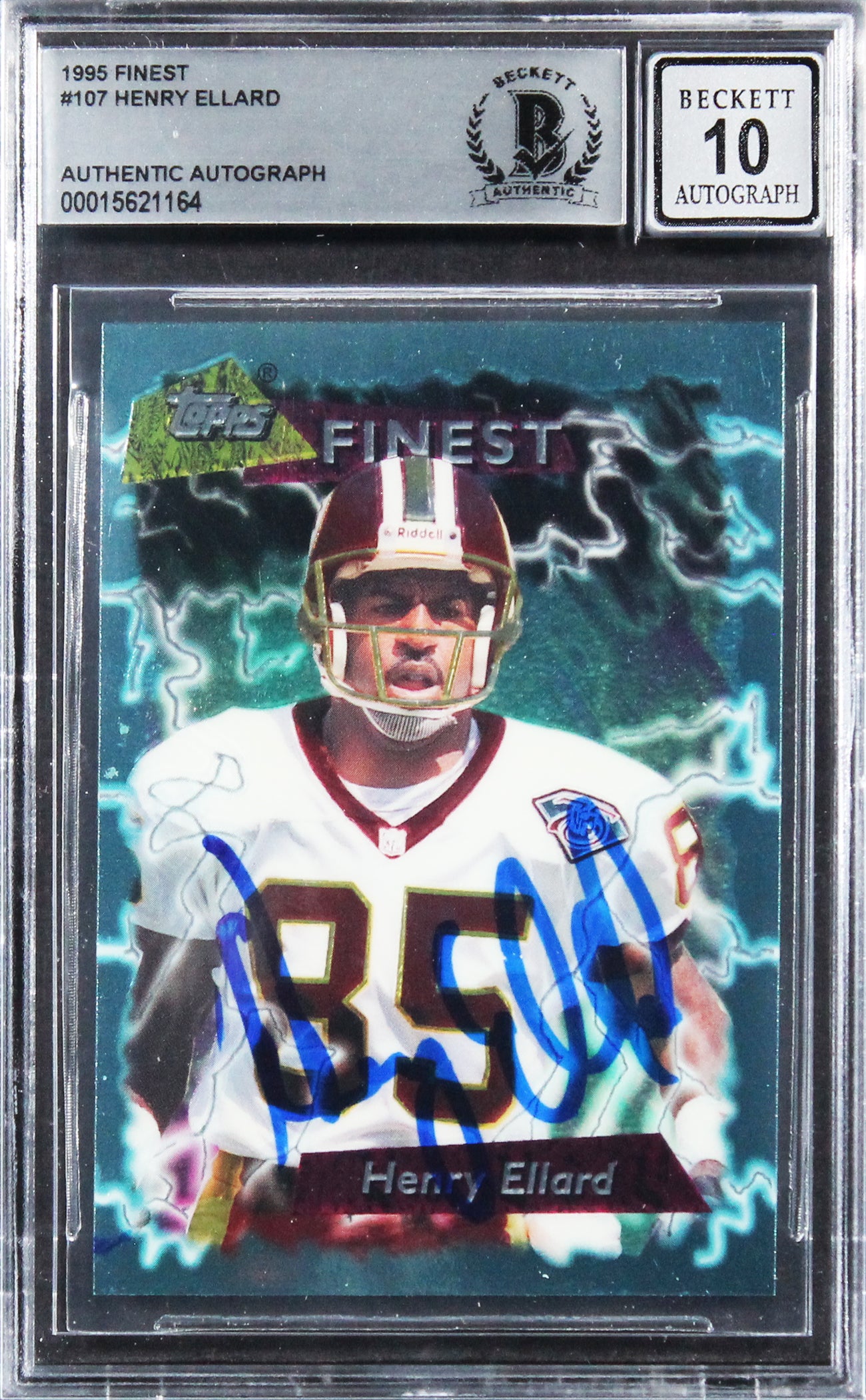 Commanders Henry Ellard Signed 1995 Finest #107 Card Auto 10! BAS Slabbed
