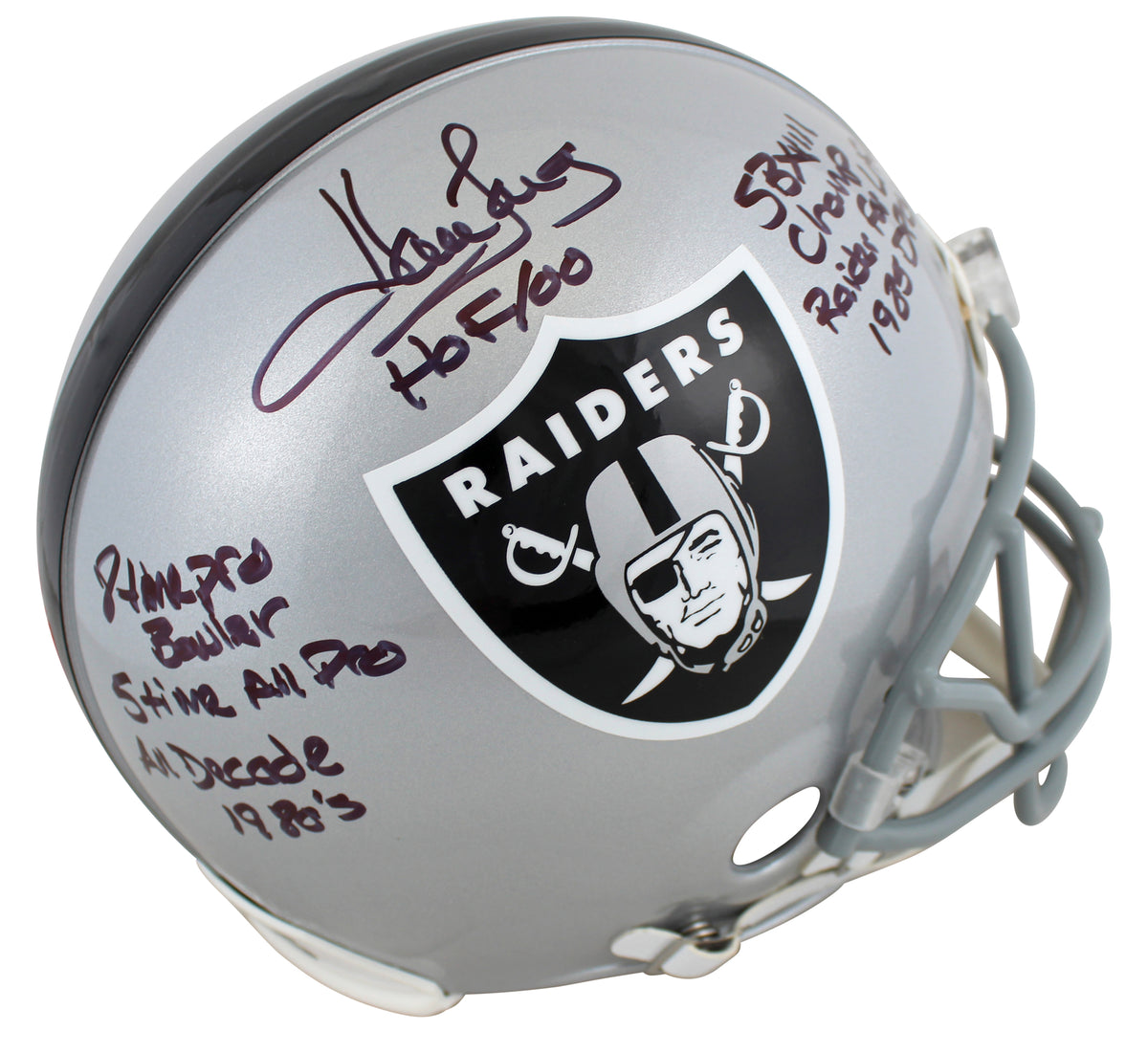 Raiders Howie Long "Career Stat" Signed Authentic Proline Full Size Helmet BAS