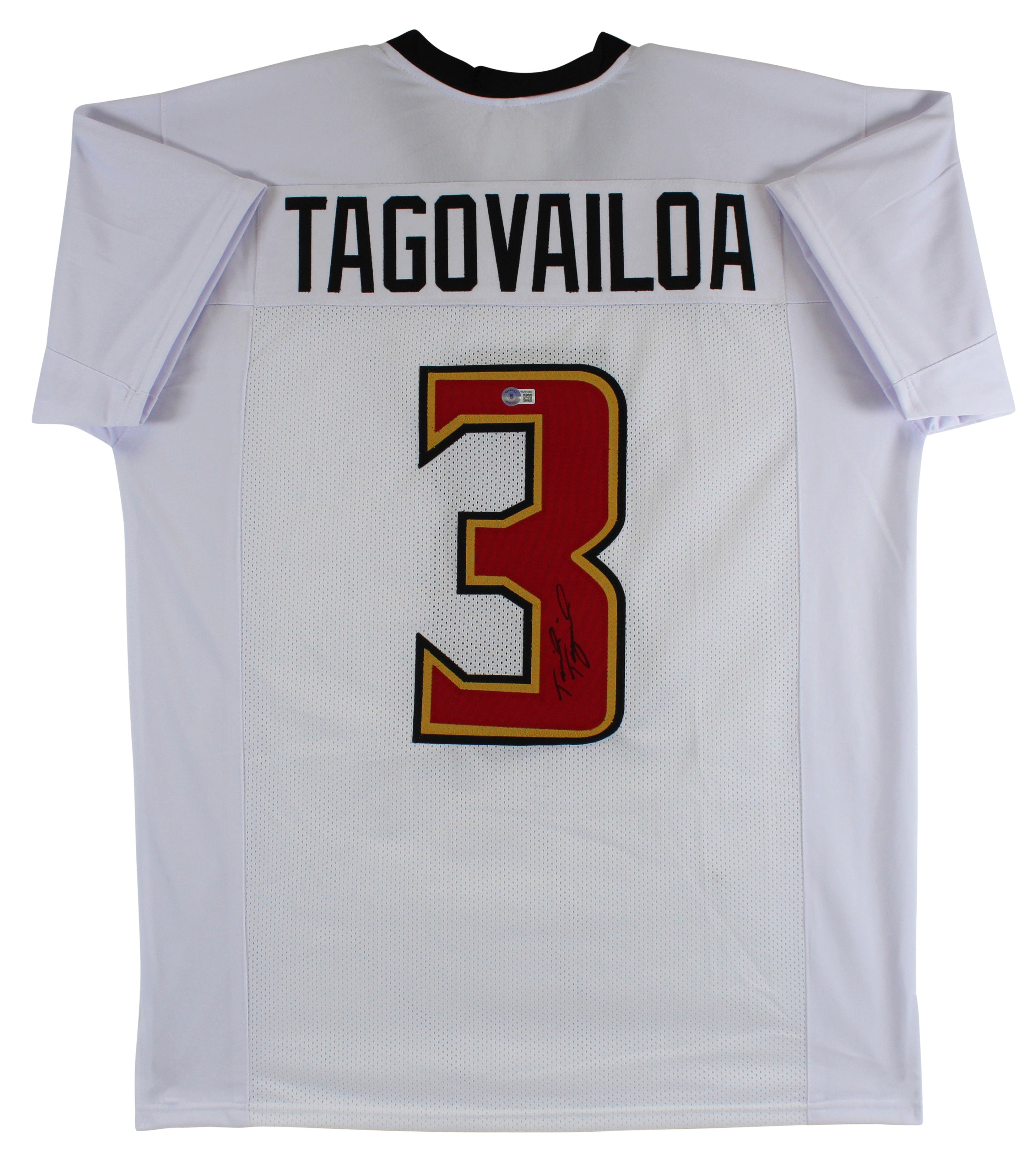 Maryland Taulia Tagovailoa Authentic Signed White Pro Style Jersey BAS Witnessed