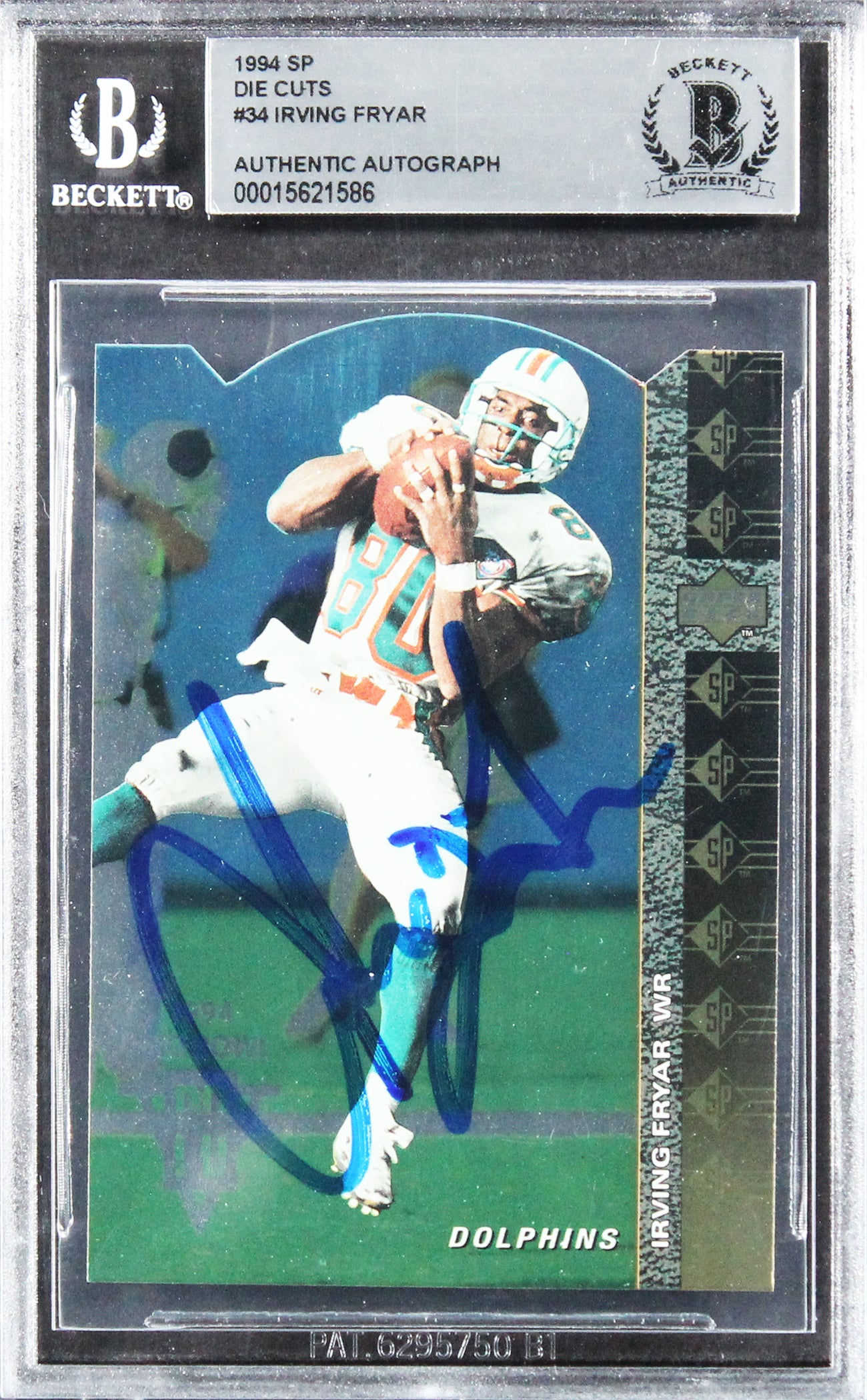 Dolphins Irving Fryar Authentic Signed 1994 SP Die Cuts #34 Card BAS Slabbed