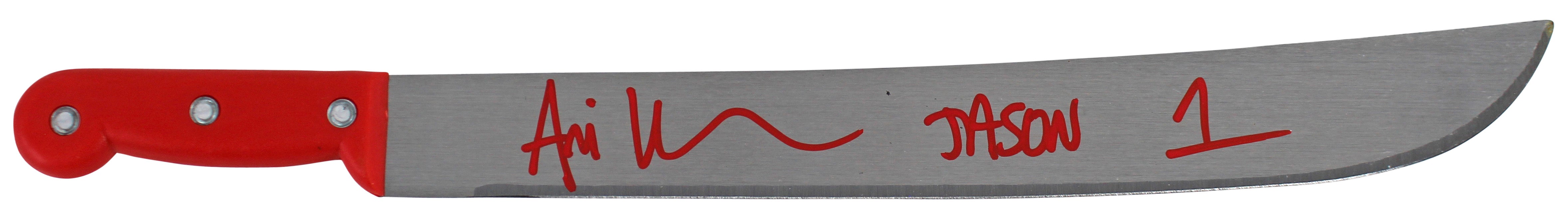 Ari Lehman Friday The 13th "Jason 1" Signed Machete w/ Red Handle BAS Witness