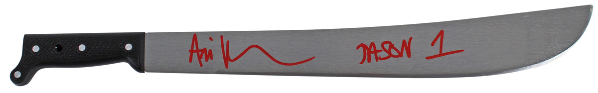 Ari Lehman Friday The 13th "Jason 1" Signed Machete w/ Black Handle BAS Witness