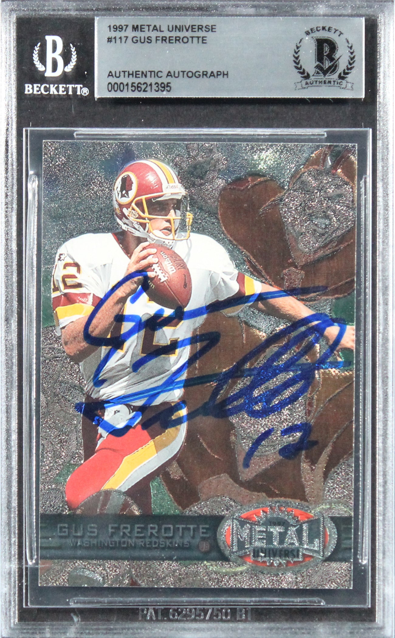 Commanders Gus Frerotte Authentic Signed 1997 Metal Universe #117 Card BAS Slab