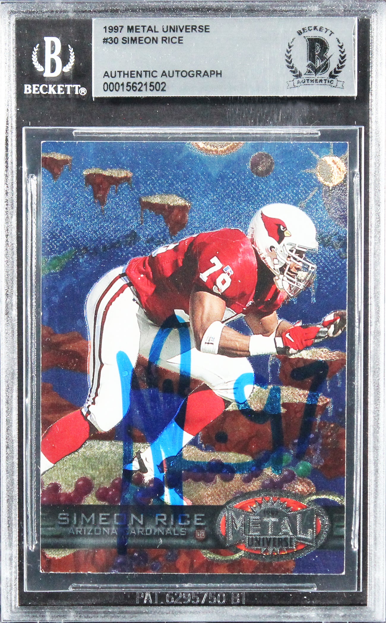 Cardinals Simeon Rice Authentic Signed 1997 Metal Universe #30 Card BAS Slab 2