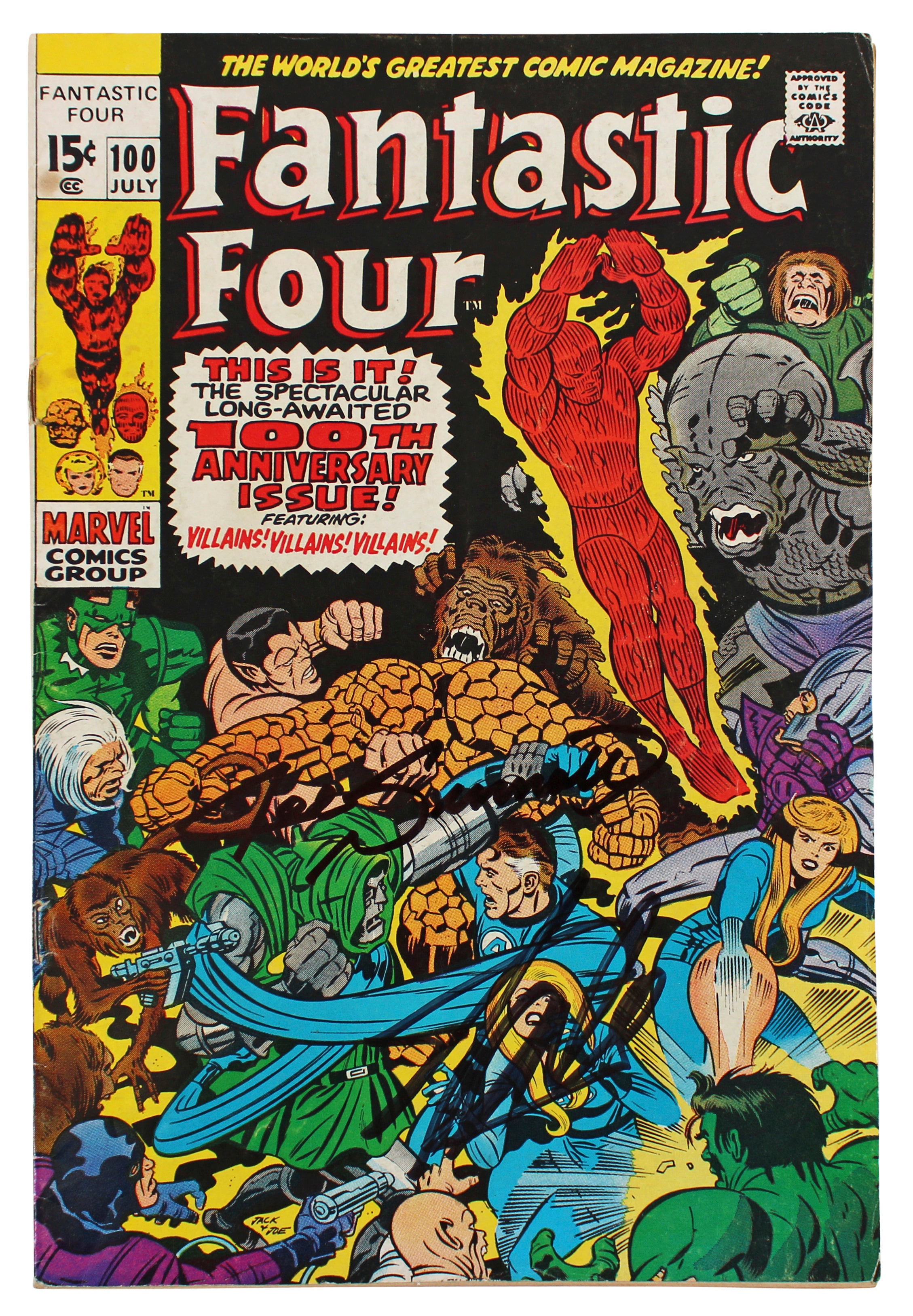 Stan Lee & Joe Sinnott Authentic Signed Fantastic Four #100 Comic JSA #XX05173