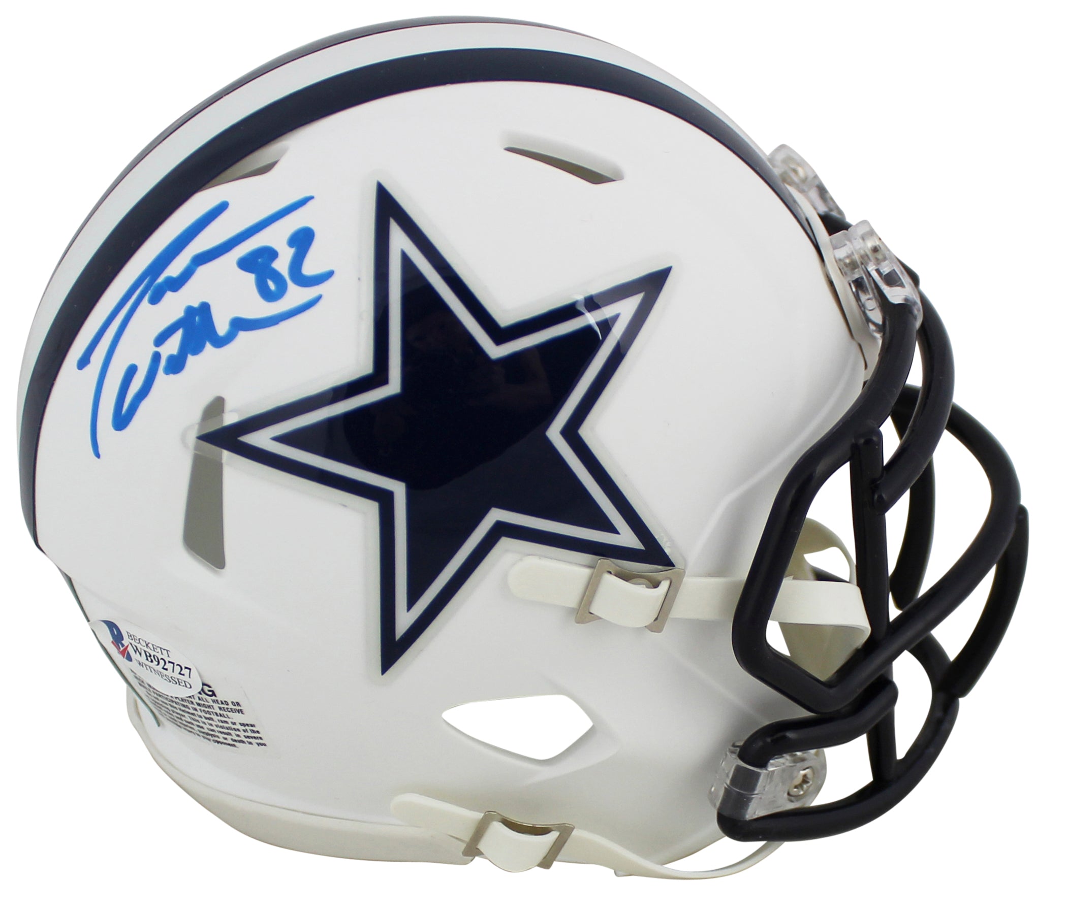 Cowboys Jason Witten Authentic Signed Flat White Speed Mini Helmet BAS Witnessed