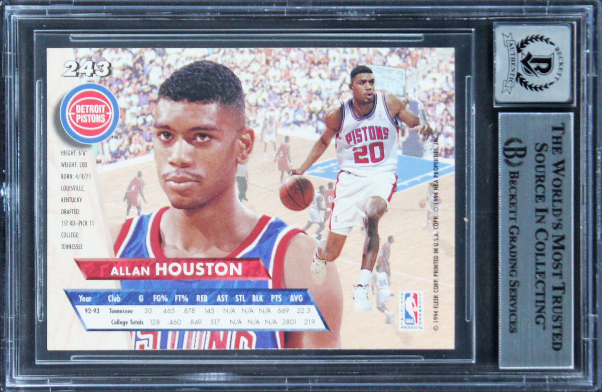 Pistons Allan Houston Signed 1993 Ultra #243 Rookie Card Auto 10! BAS Slabbed