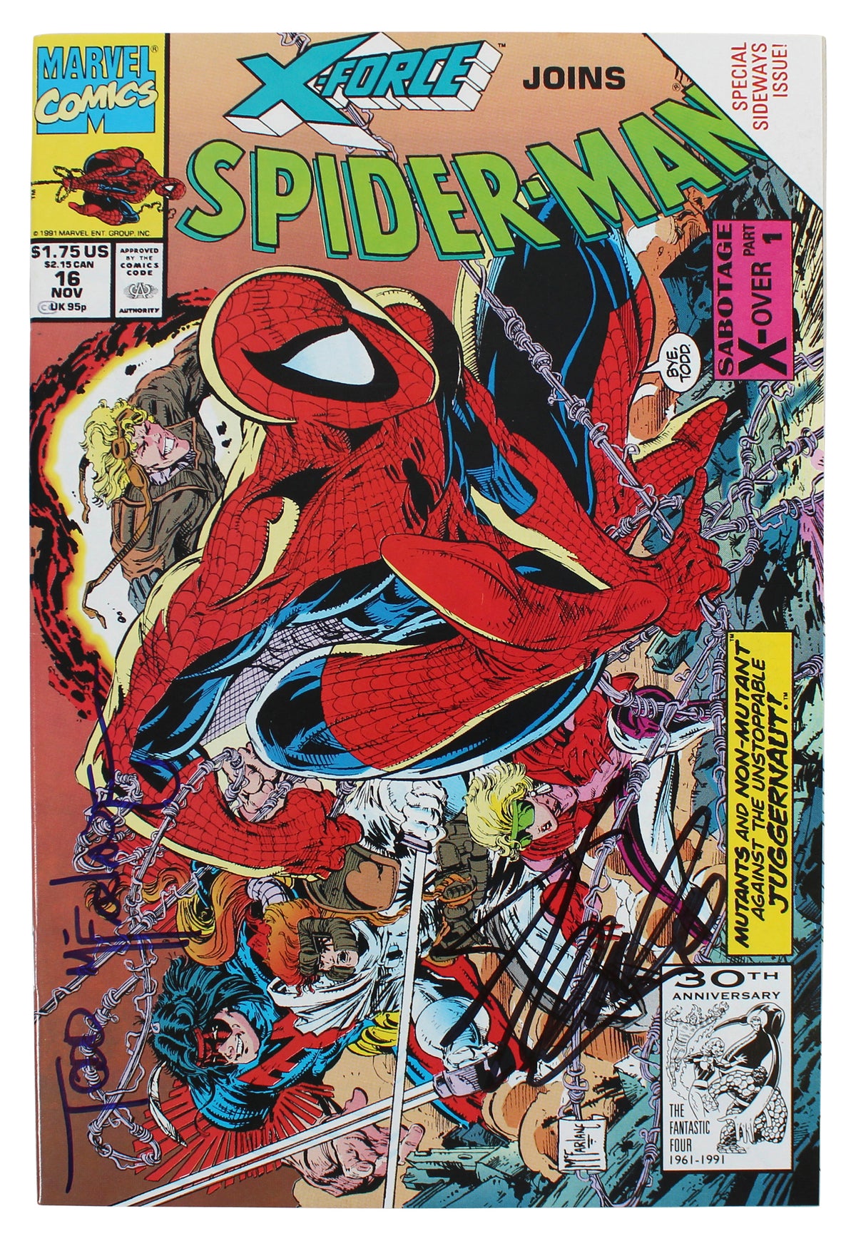 Stan Lee & Todd McFarlane Signed X-Force Joins Spider-Man #16 Comic JSA #XX05171