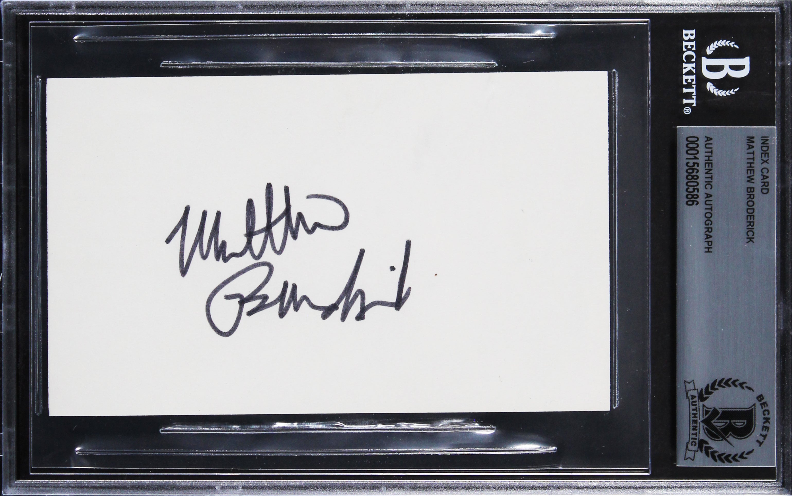 Matthew Broderick Ferris Bueller's Day Off Signed 3x5 Index Card BAS Slabbed