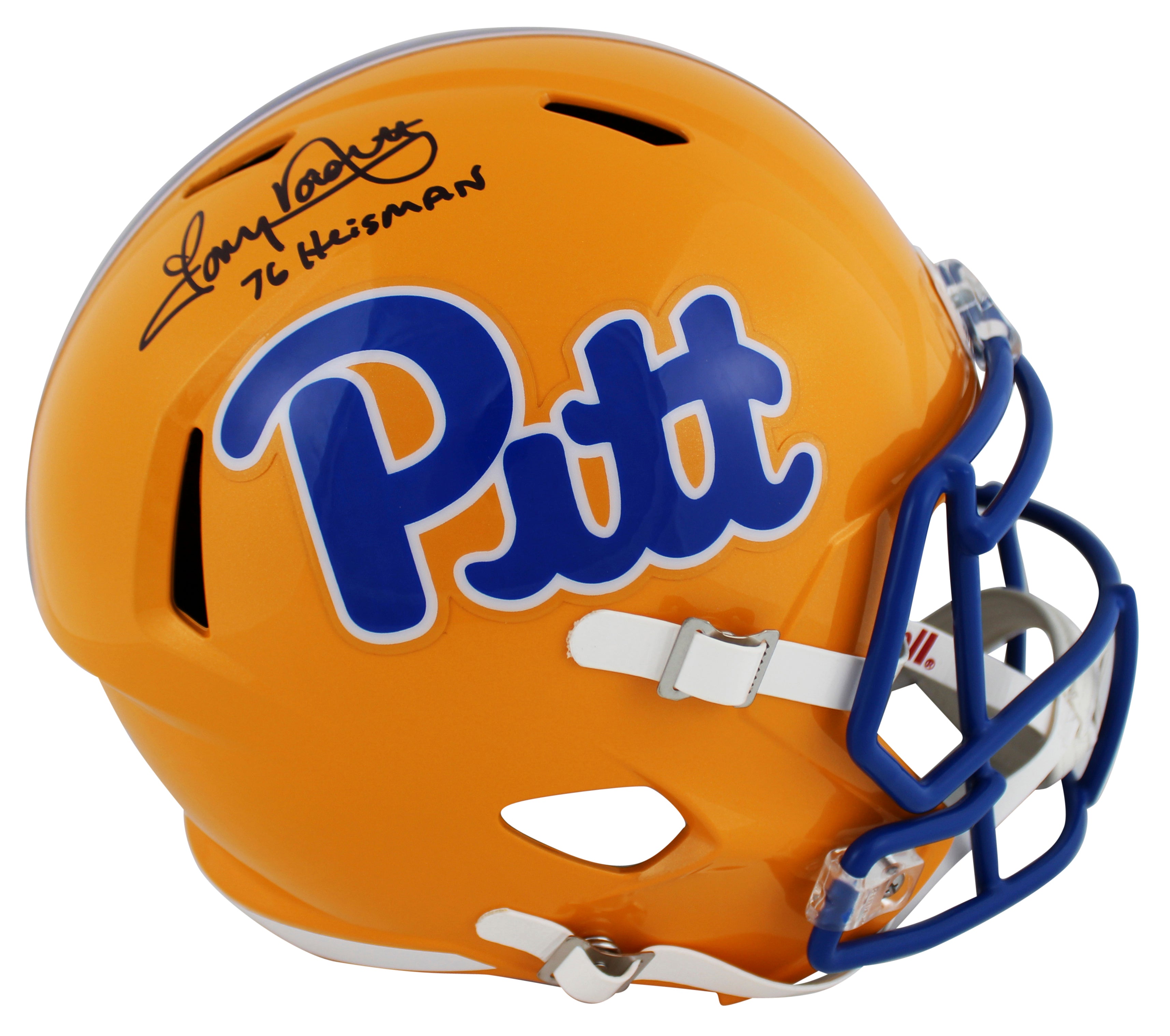 Pittsburgh Tony Dorsett "76 Heisman" Signed Yellow F/S Speed Rep Helmet BAS Wit
