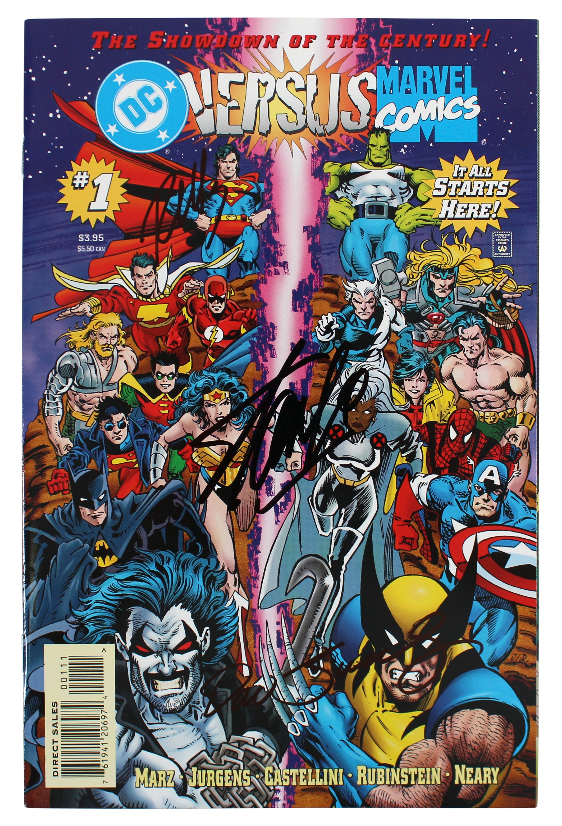 (3) Stan Lee, Jurgens & Marz Signed DC Versus Marvel #1 Comic JSA #XX05188