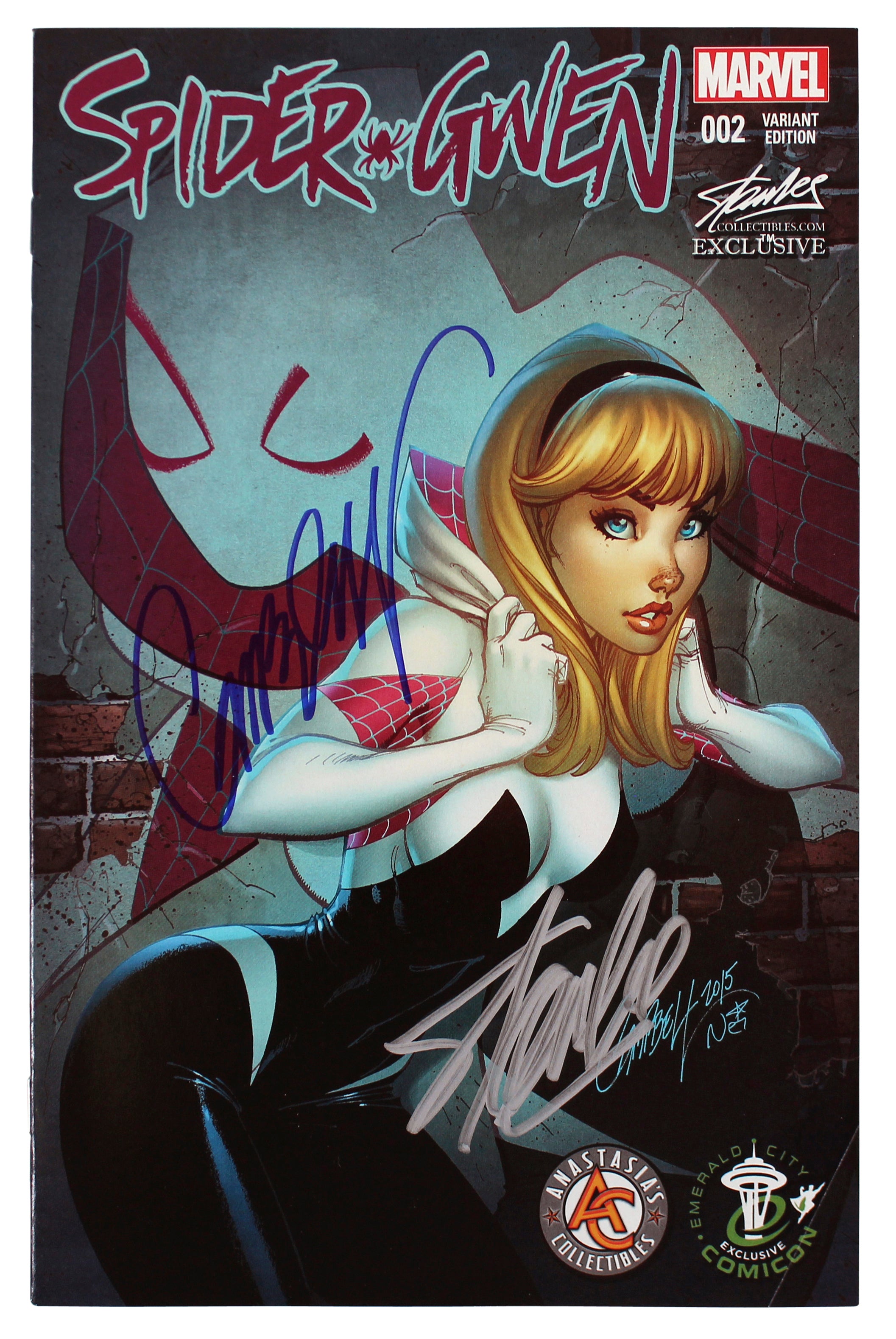 Stan Lee & J. Scott Campbell Signed Spider Gwen Marvel Variant 002 Comic JSA