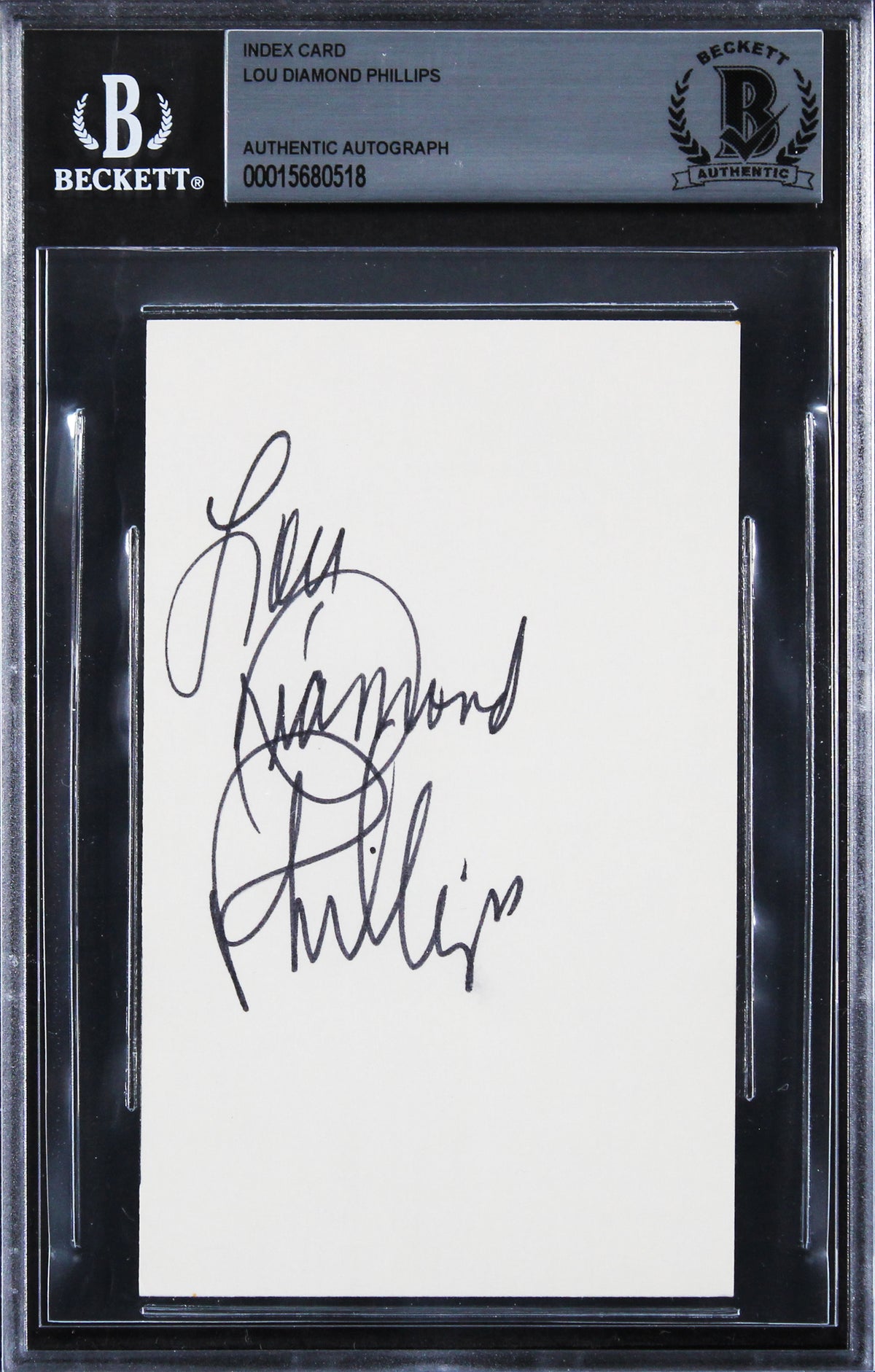 Lou Diamond Phillips La Bamba Authentic Signed 3x5 Index Card BAS Slabbed