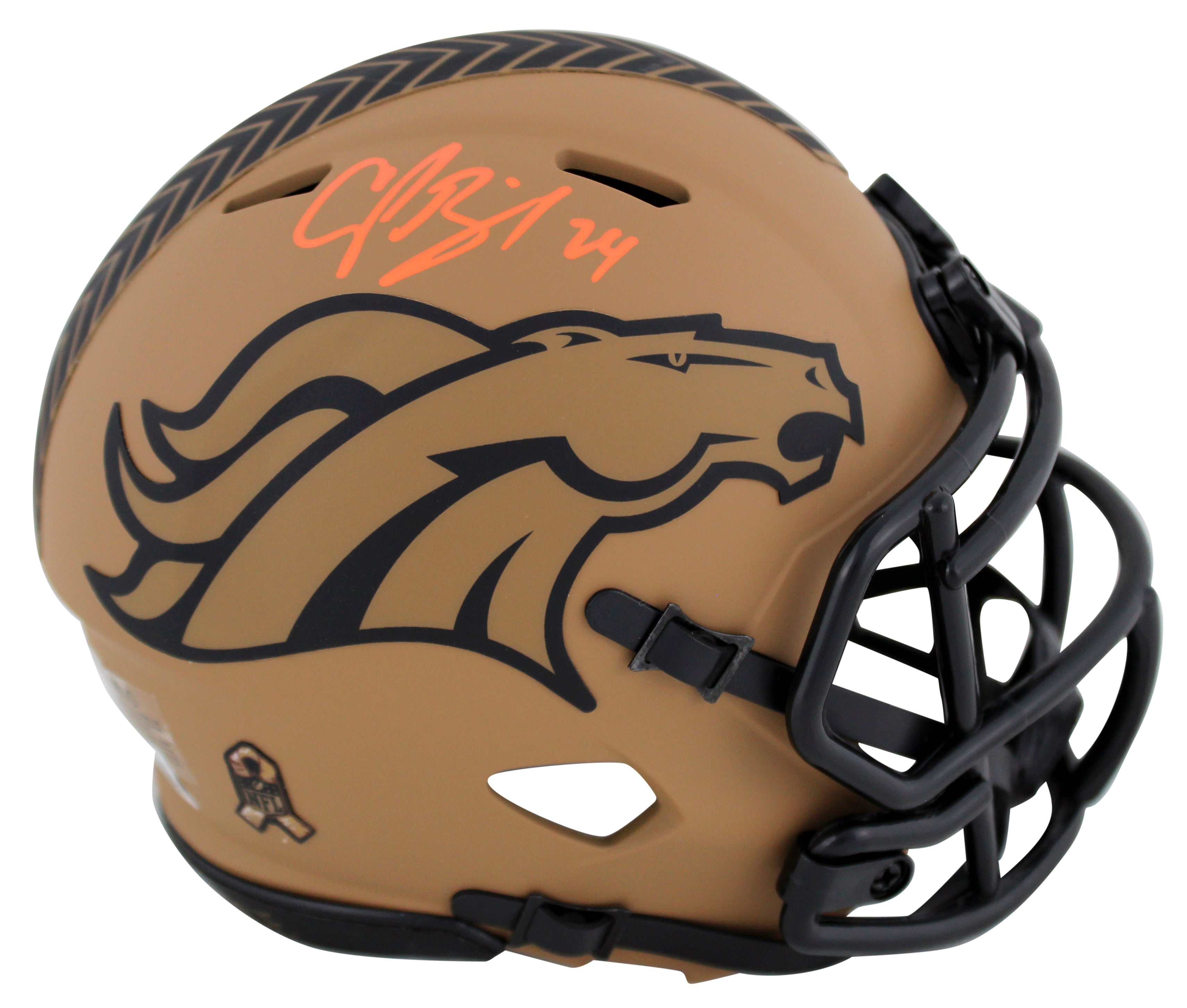 Broncos Champ Bailey Signed Salute To Service II Speed Mini Helmet BAS Witnessed