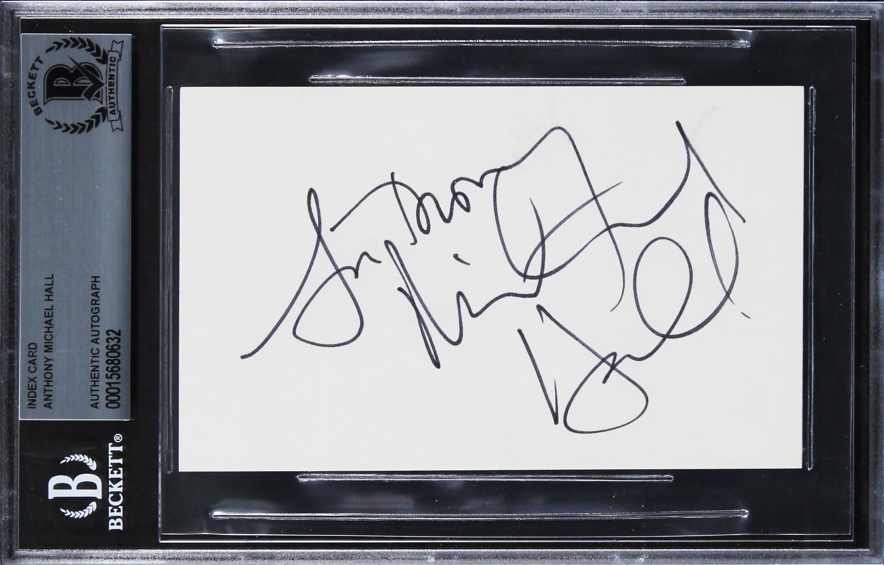 Anthony Michael Hall Christmas Vacation Authentic Signed 3x5 Index Card BAS Slab