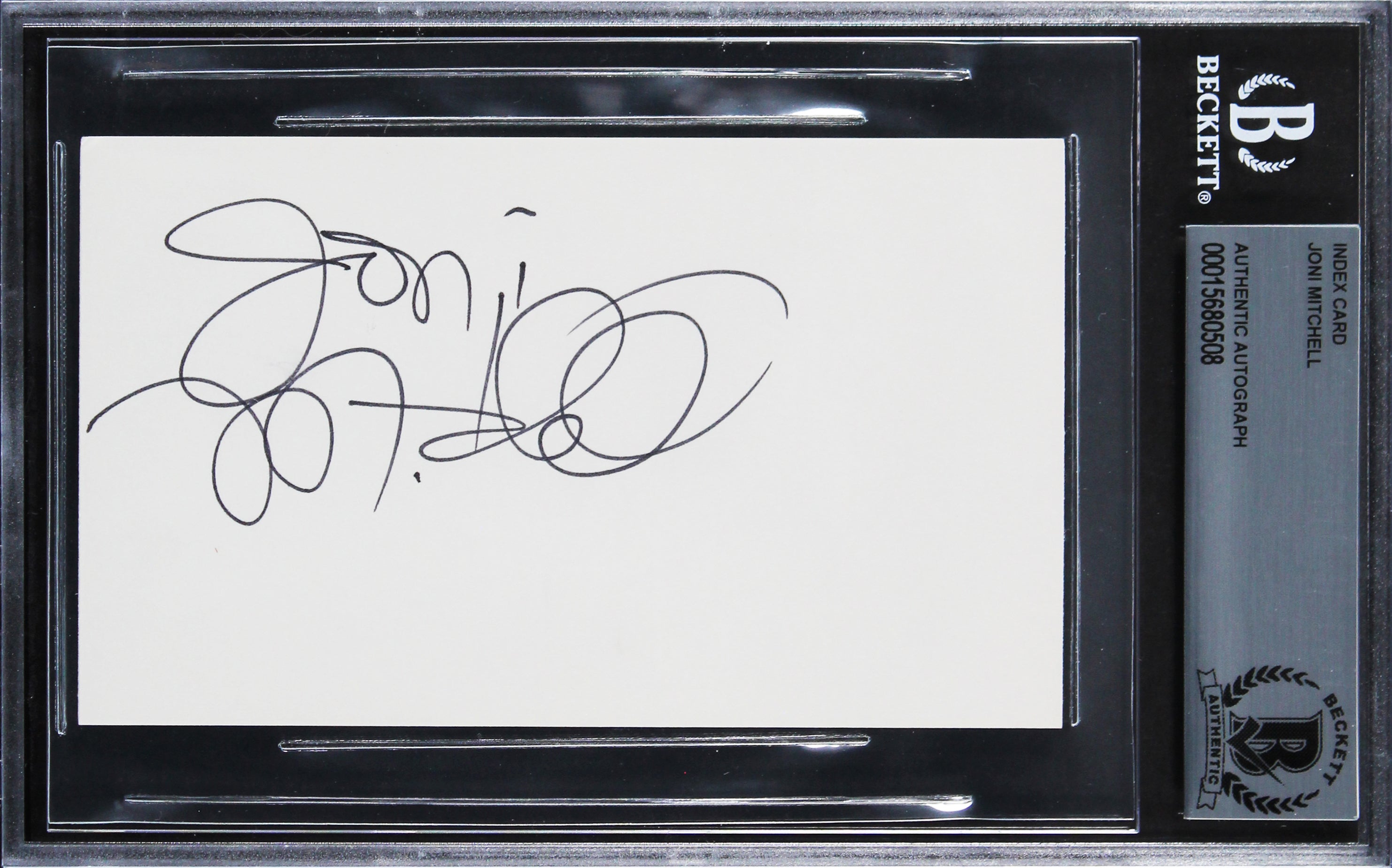 Joni Mitchell Authentic Signed 3x5 Index Card Autographed BAS Slabbed 3