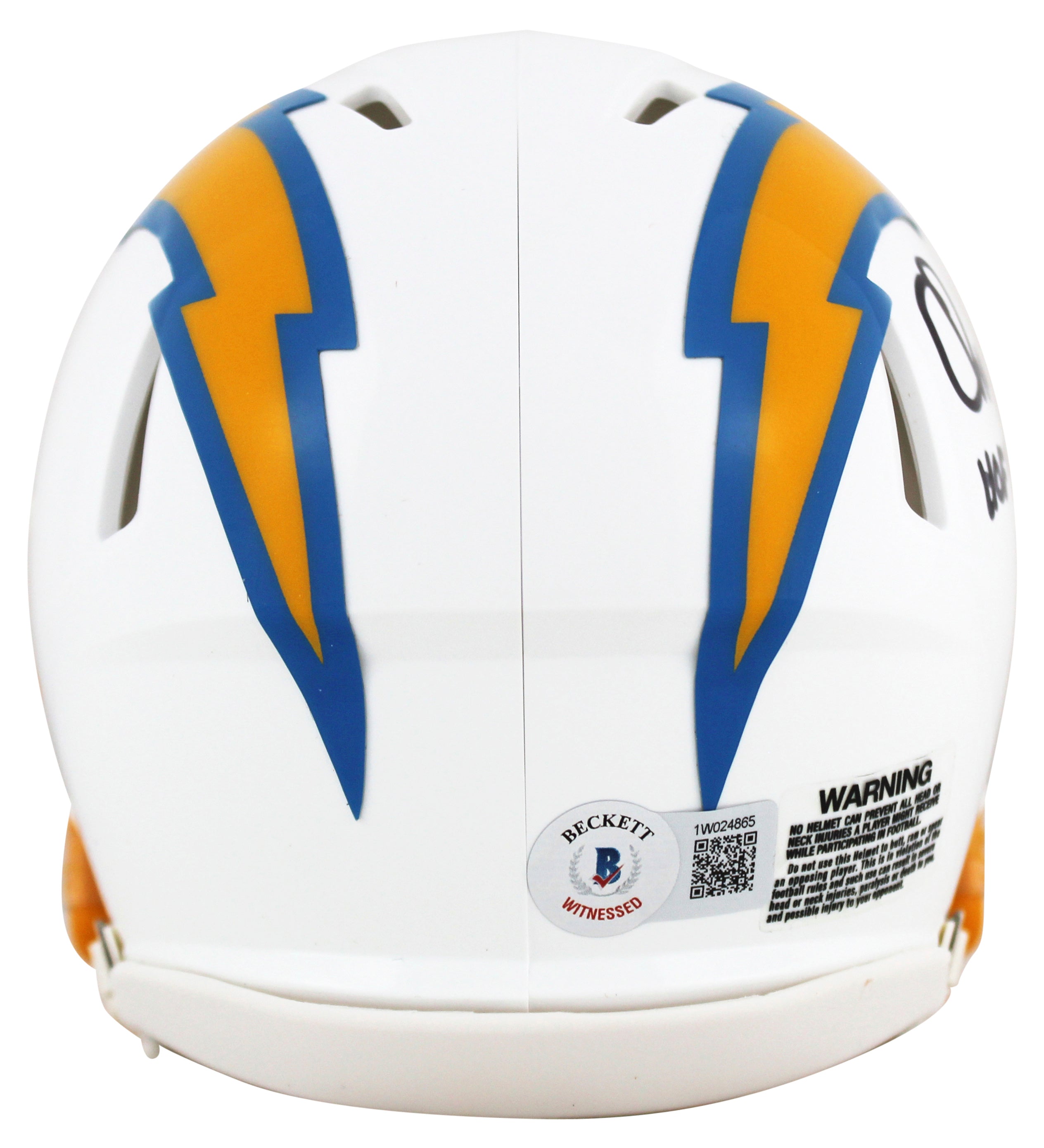 Chargers Charlie Joiner "HOF 96" Signed White Speed Mini Helmet BAS Witnessed