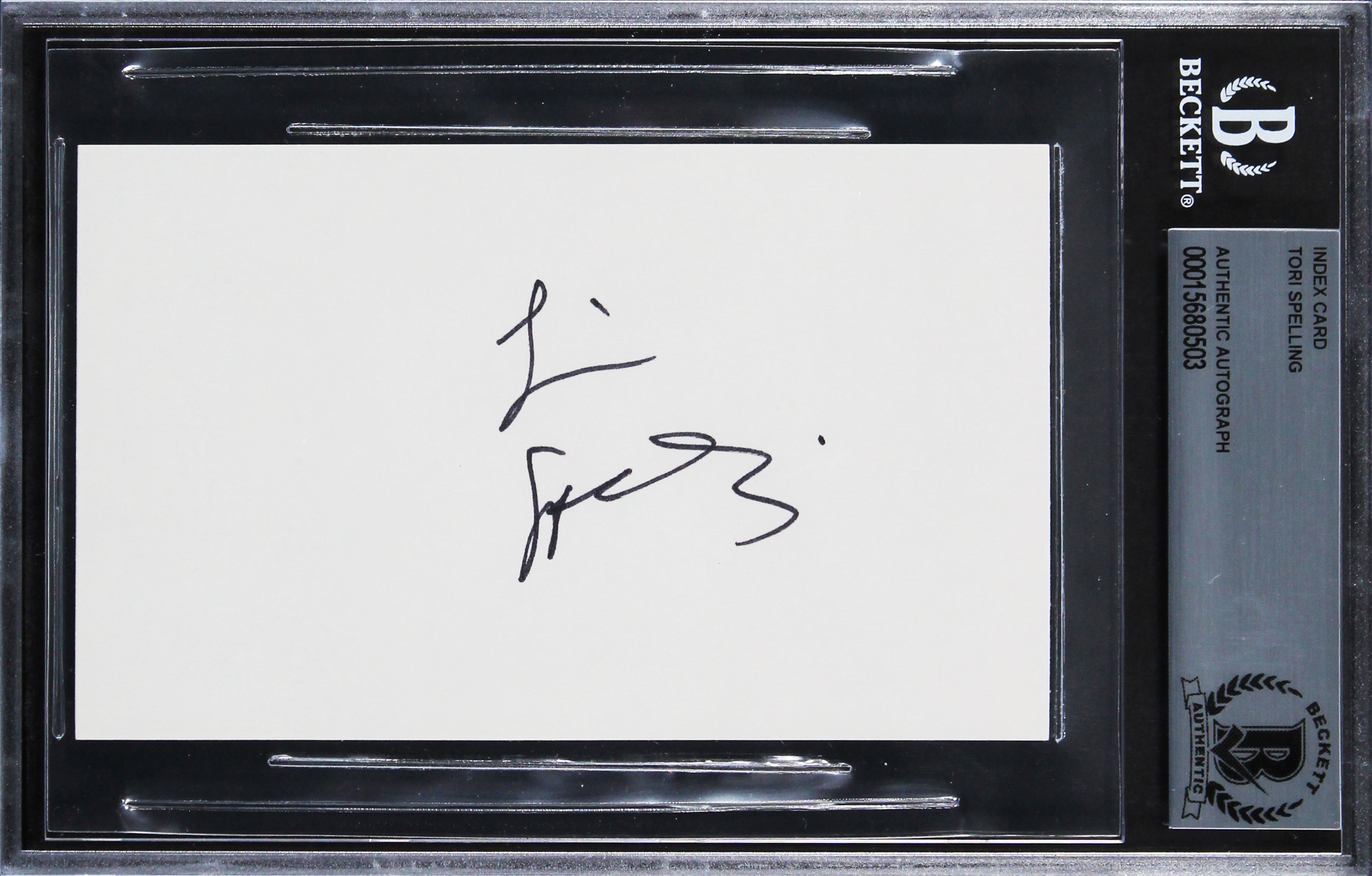 Tori Spelling Beverly Hills 90210 Authentic Signed 3x5 Index Card BAS Slabbed 1