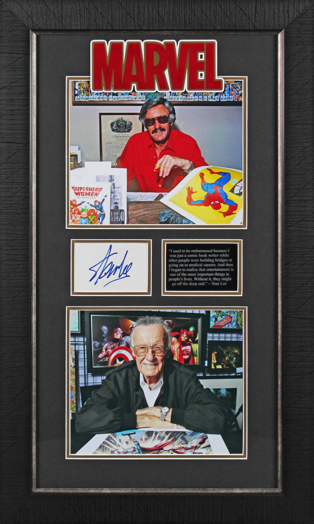 Marvel Stan Lee Authentic Signed 3x5 Index Card Framed Display BAS #AD04937