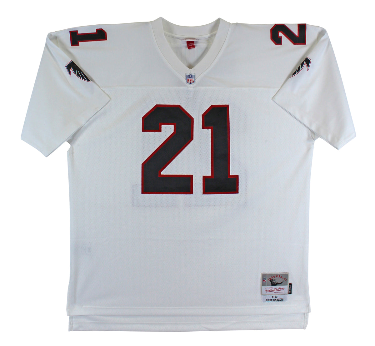 Falcons Deion Sanders "HOF 11" Signed White 1992 M&N NFL Legacy TB Jersey BAS