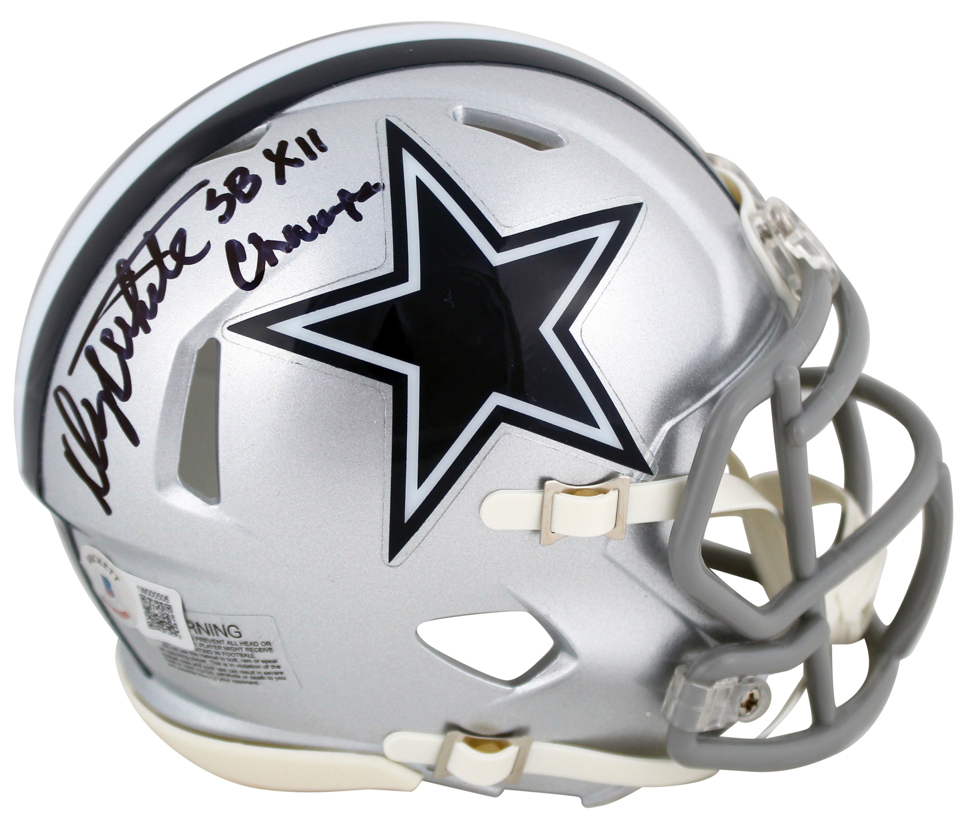 Cowboys Danny White "SB XII Champs" Signed Speed Mini Helmet BAS Witnessed