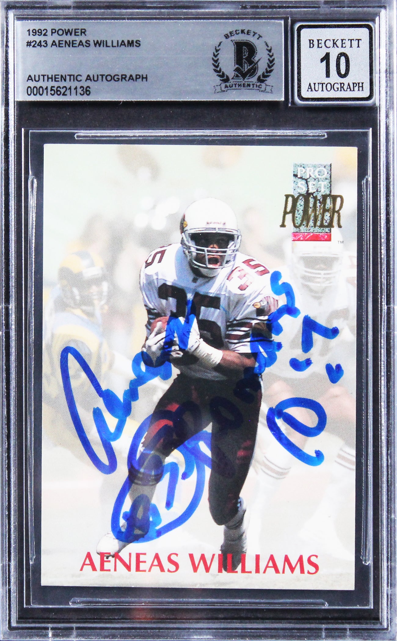 Cardinals Aeneas Williams Signed 1992 Power #243 Card Auto 10! BAS Slabbed