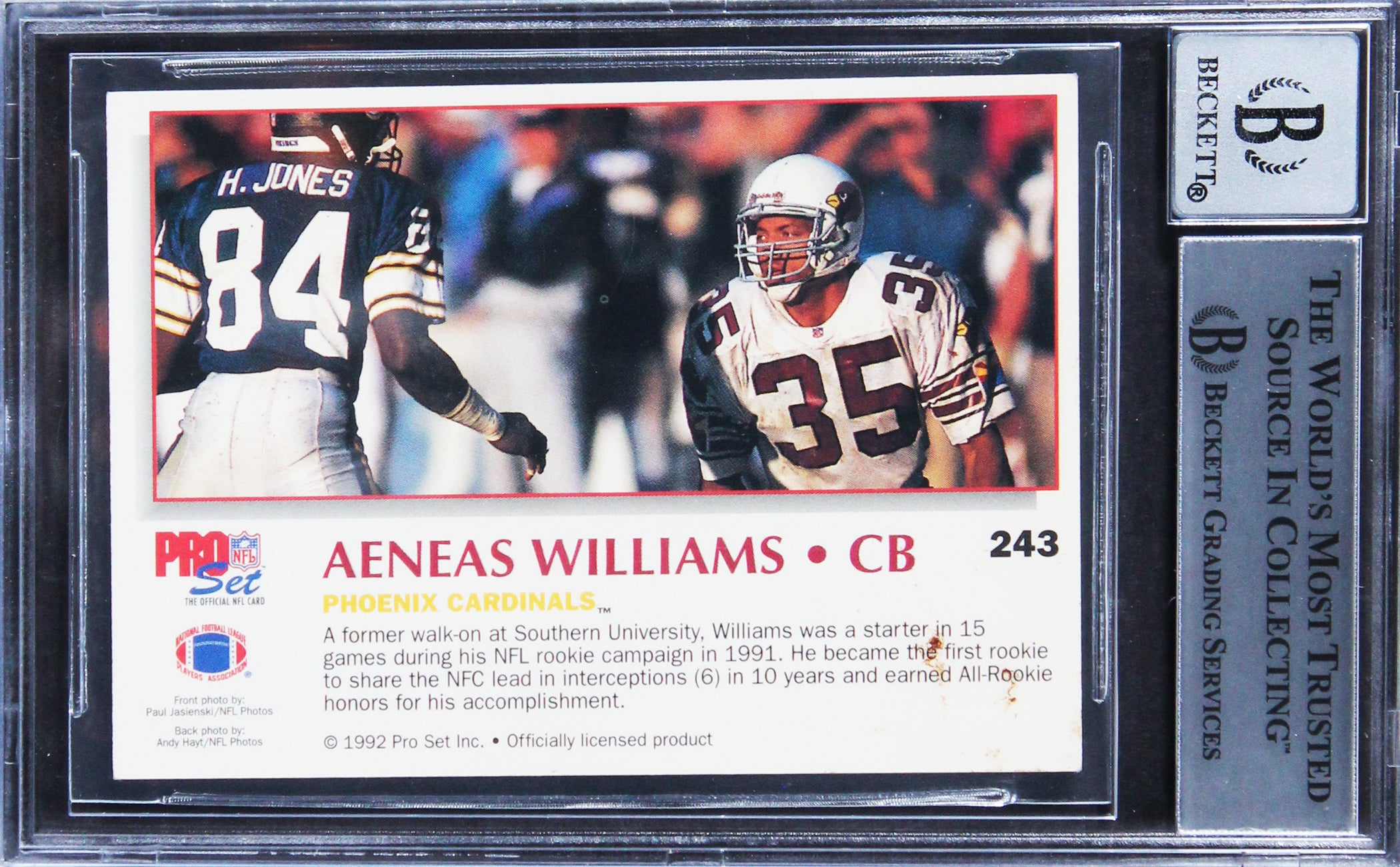 Cardinals Aeneas Williams Signed 1992 Power #243 Card Auto 10! BAS Slabbed