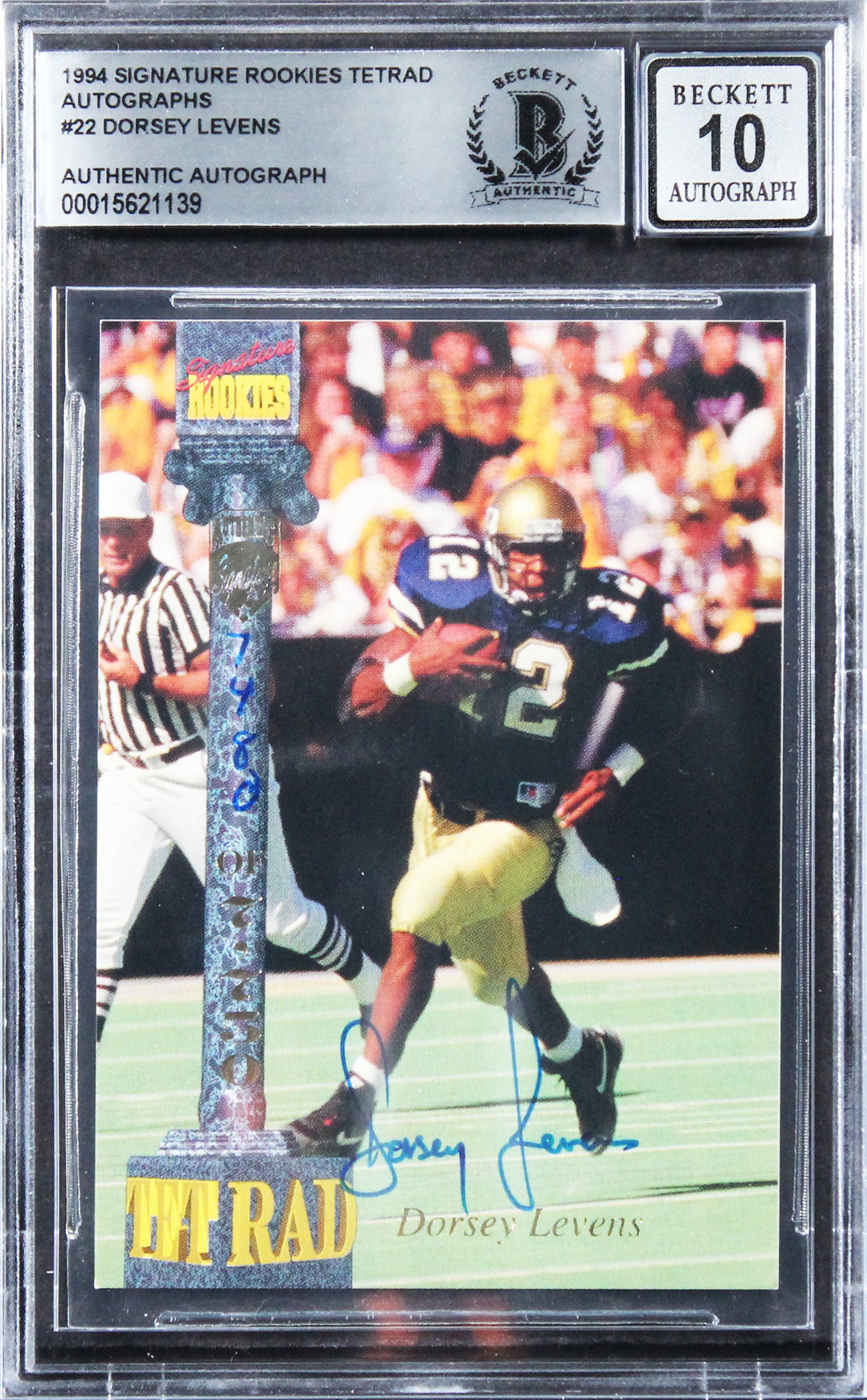 Packers Dorsey Levens Signed 1994 Signature Rookies #22 RC Card Auto 10 BAS Slab