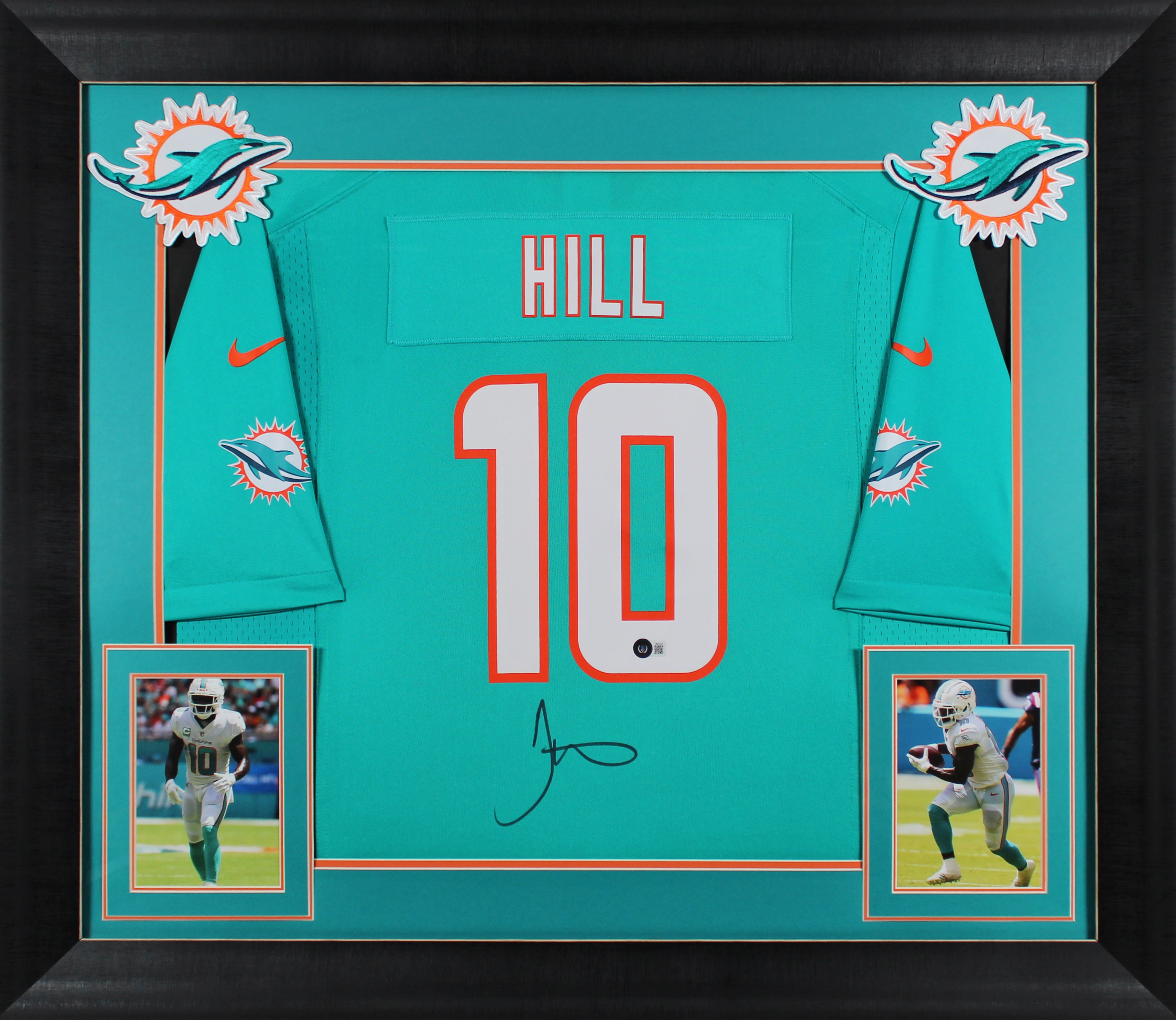 Dolphins Tyreek Hill Authentic Signed Teal Nike Game Framed Jersey BAS Witnessed