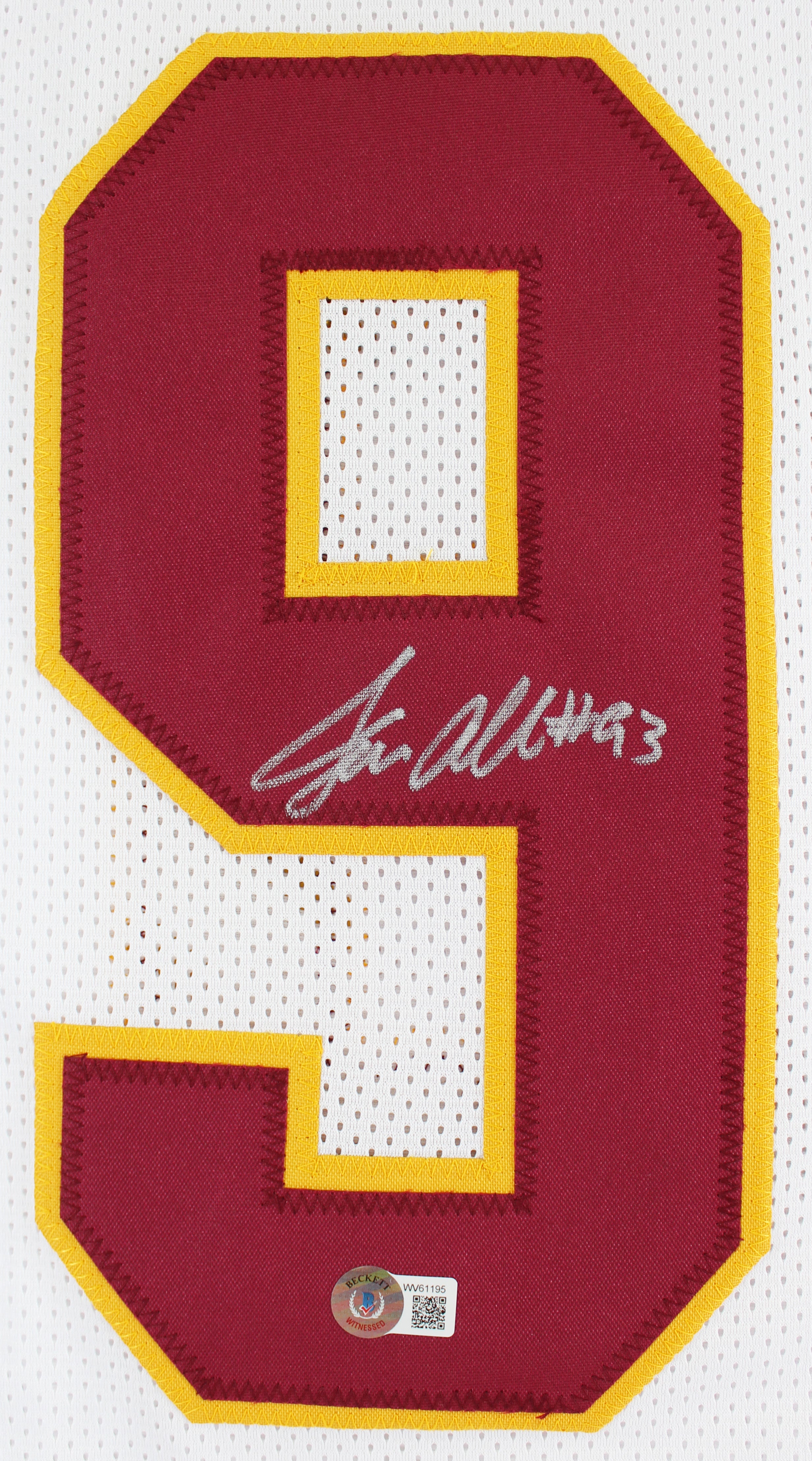 Jonathan Allen Authentic Signed White Pro Style Jersey Autographed BAS Witnessed